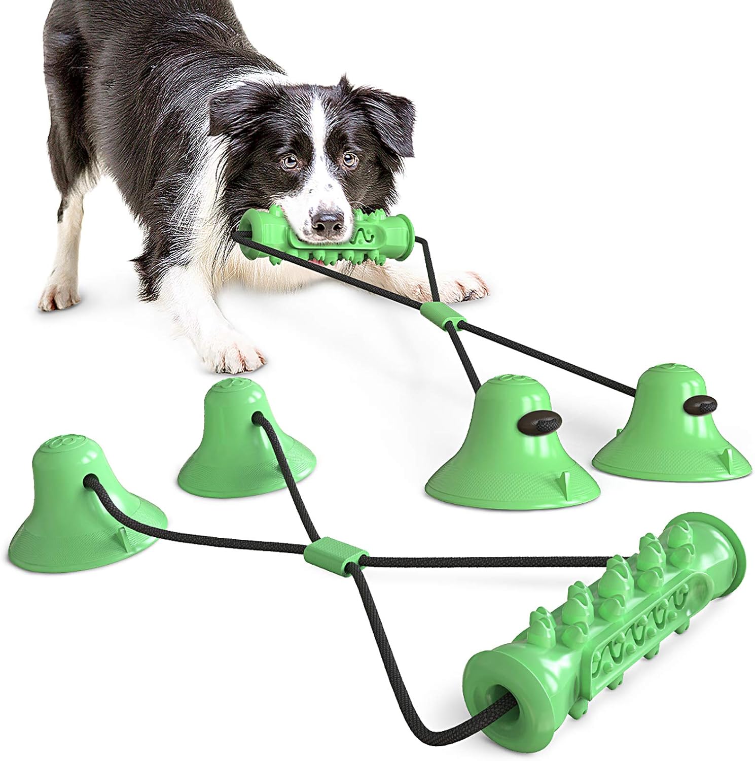 Caseeto 犬用おもちゃ 噛む いぬ 歯磨きオモチャ 犬ストレス解消玩具 新品未使用正規品 犬訓練ロープ 小中大型 Tpr食用素材 洗える 強靭性の高いロープ グリーン 円柱