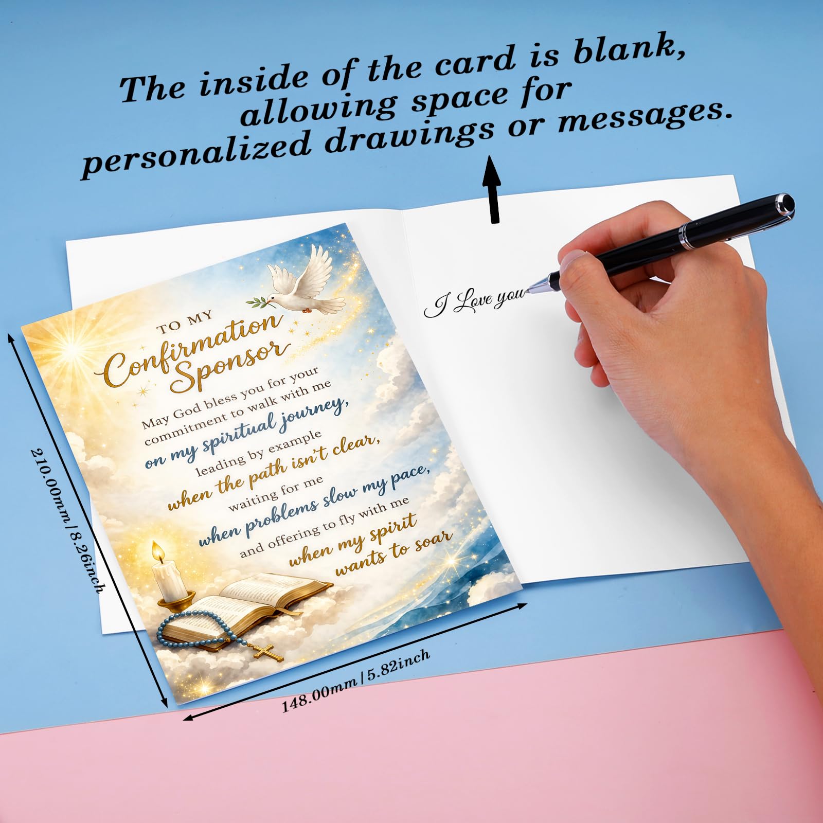 FrereFeter Confirmation Sponsor Card, Confirmation Sponsor Thank You Gifts for Women Men, Christian Catholic Gifts for Godmother Godfather, Sponsors Appreciation Gifts from Teen girls boys