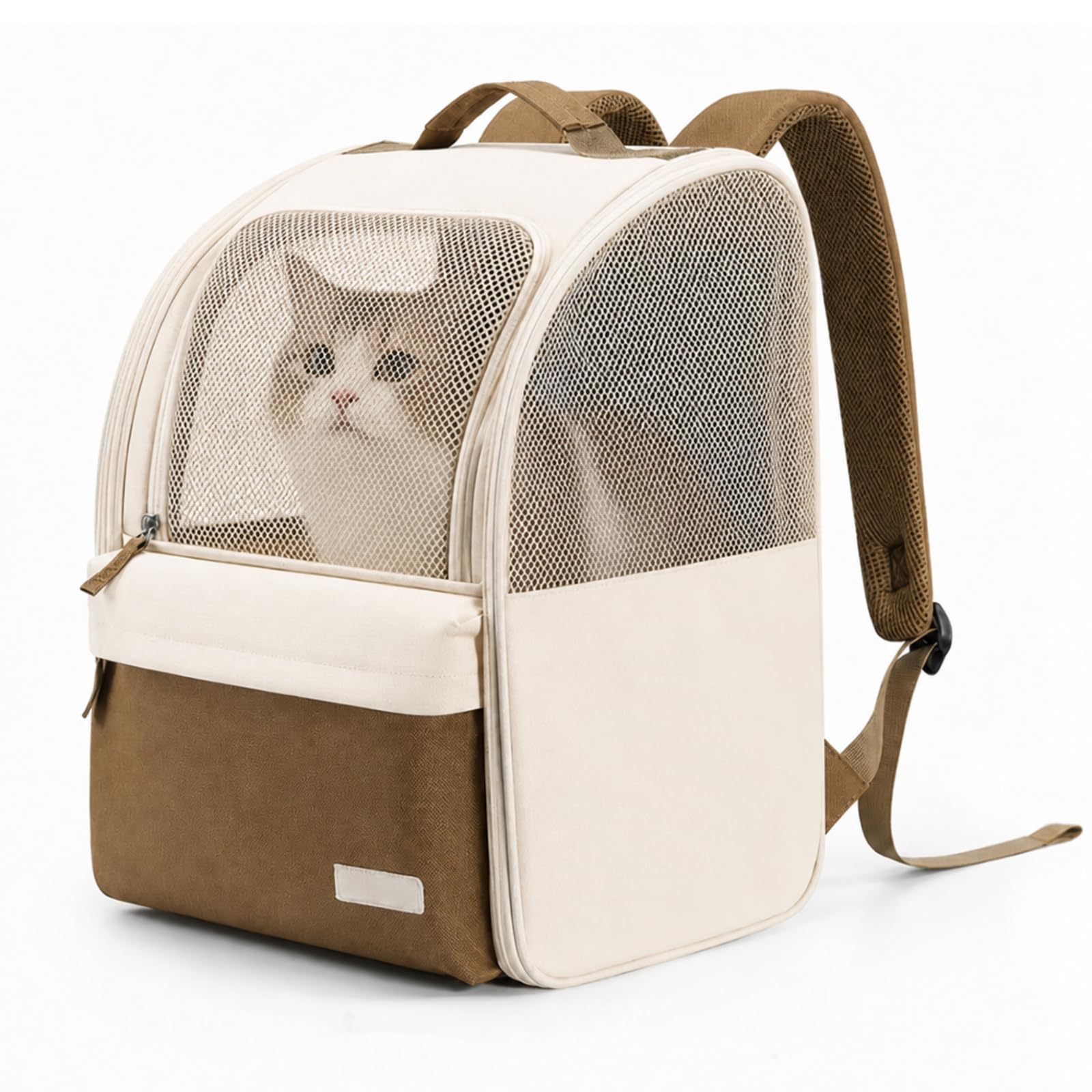 Katzenrucksack Hunderucksack für Kleine Haustiere 2-8kg, 600D Verschleißfestes Oxford-Gewebe, Atmungsaktive Hundetragetasche mit Netzfenster Katzentasche für Reisen, Transporttasche für Katze und Hund