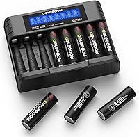 Vista 8 de Deleepow Baterías AA recargables de litio 1.5V 3400mWh 8 pilas recargables AA con cargador 1500 ciclos