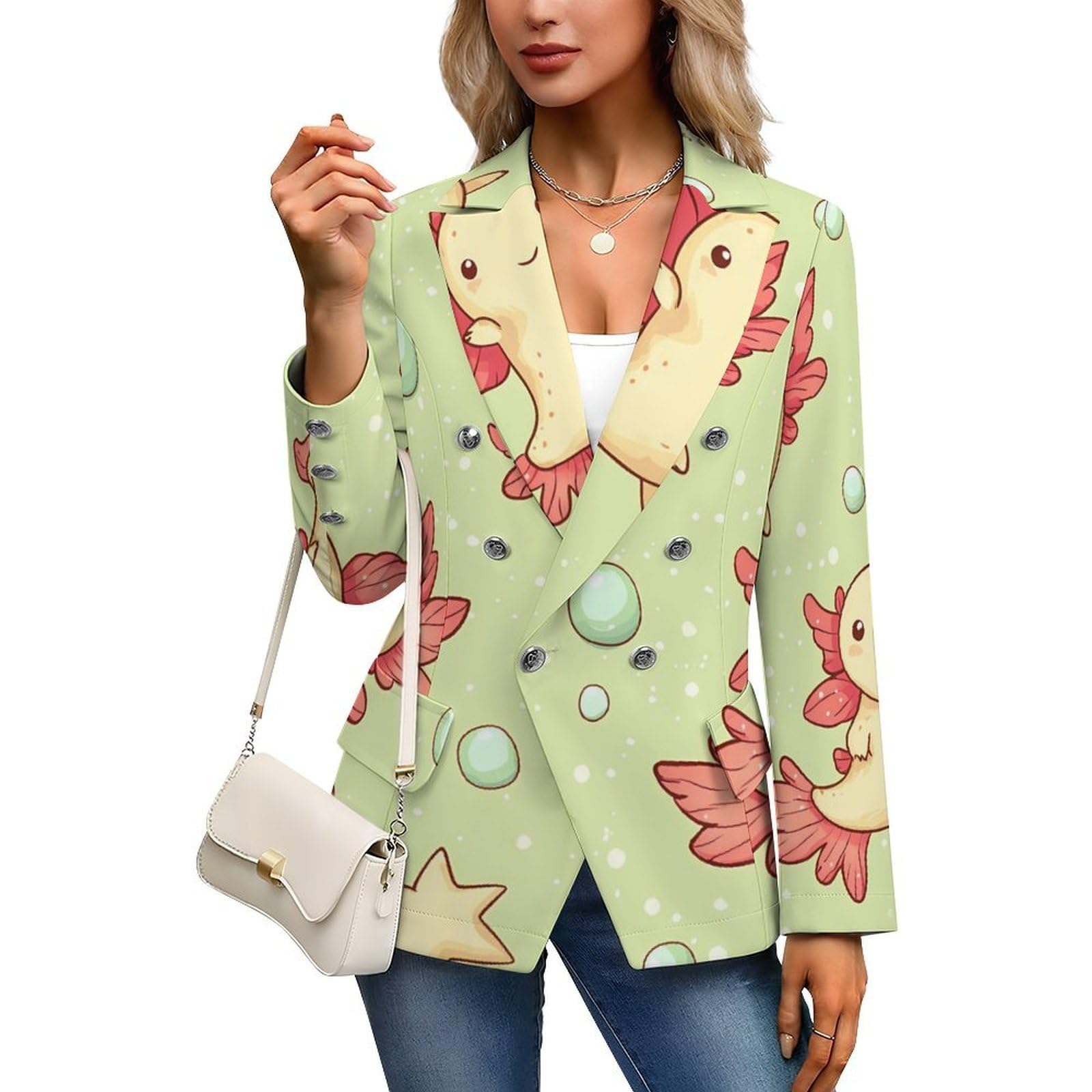 Simpatico modello Axolotls Casual Blazer da donna leggero abiti giacca cappotti per viaggi eventi uso quotidiano