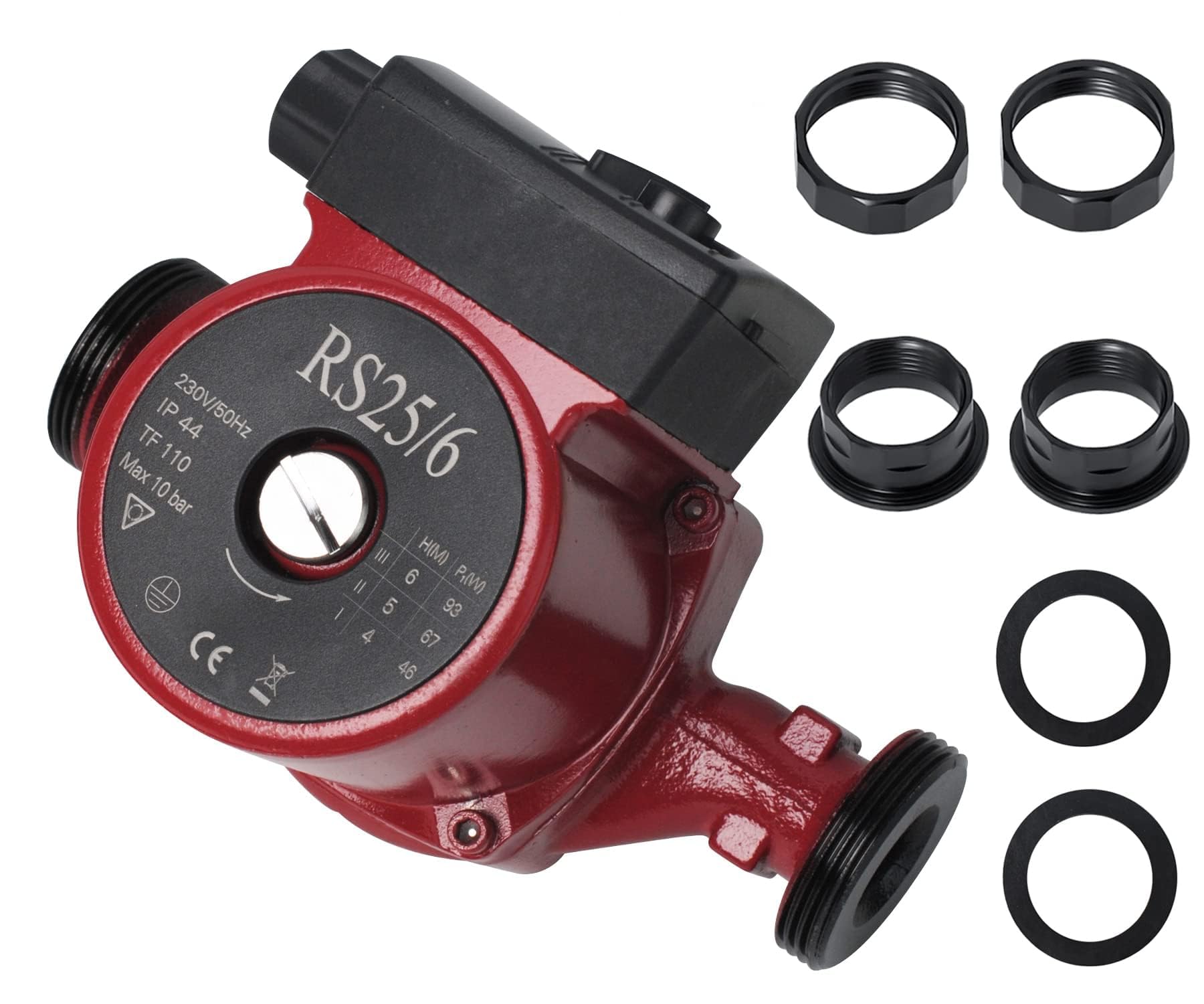 Pompa di Circolazione Dell'acqua Calda RS25 / 6-180, Pompa a Pressione per Circolatore Domestico Regolazione a Tre Velocità per Riscaldamento e Acqua Calda di Poweka