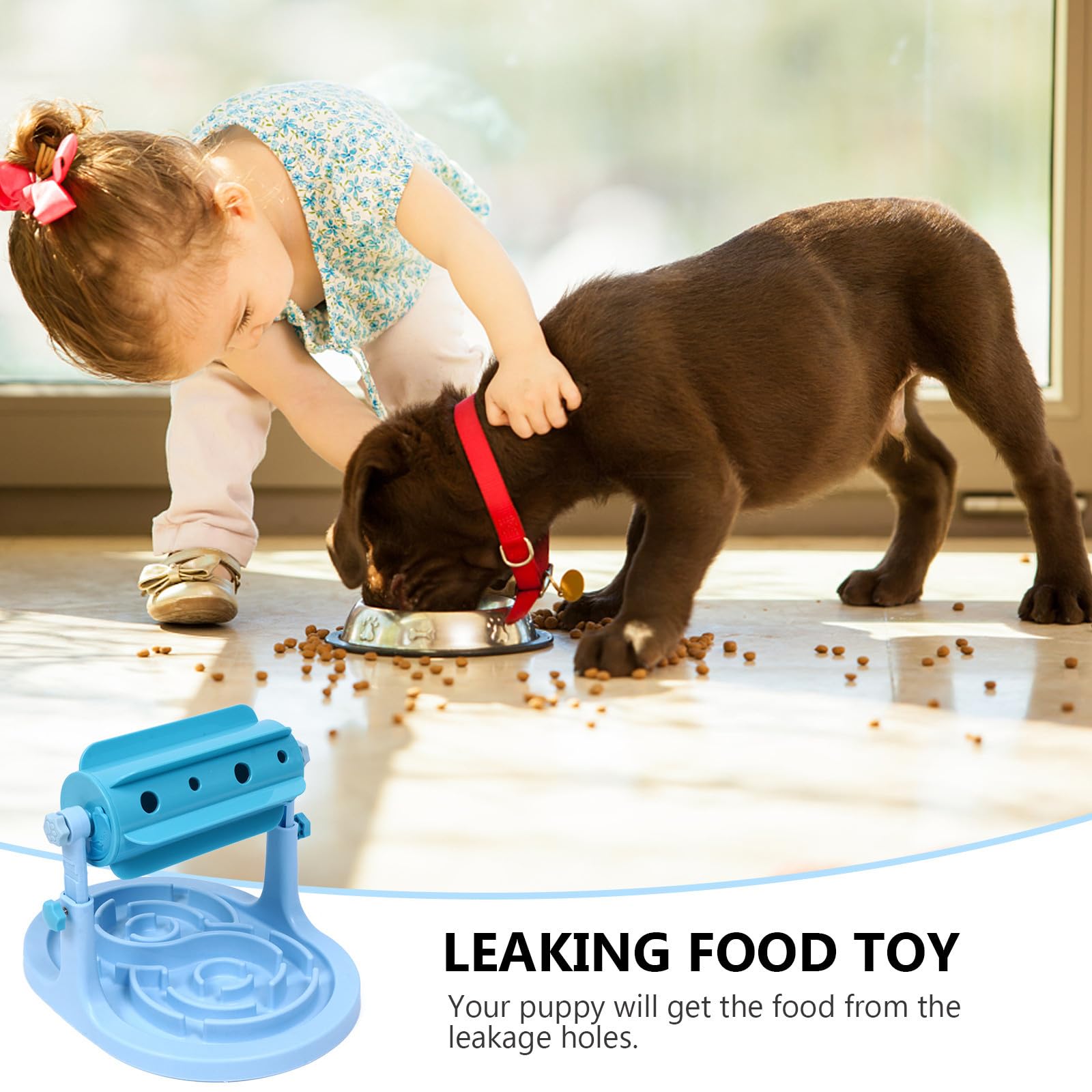 Dispensador de Alimentos Rodante Fugas, Comedero Lento Ajustable