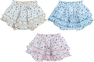 superminis Baby Girl's Cotton Flower Print Panties with Frill, Pack of 3 Price In India