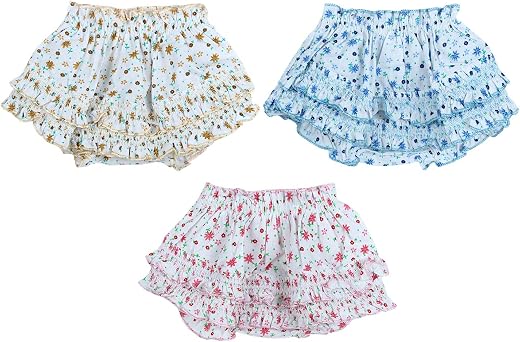 superminis Baby Girl's Cotton Flower Print Panties with Frill, Pack of 3