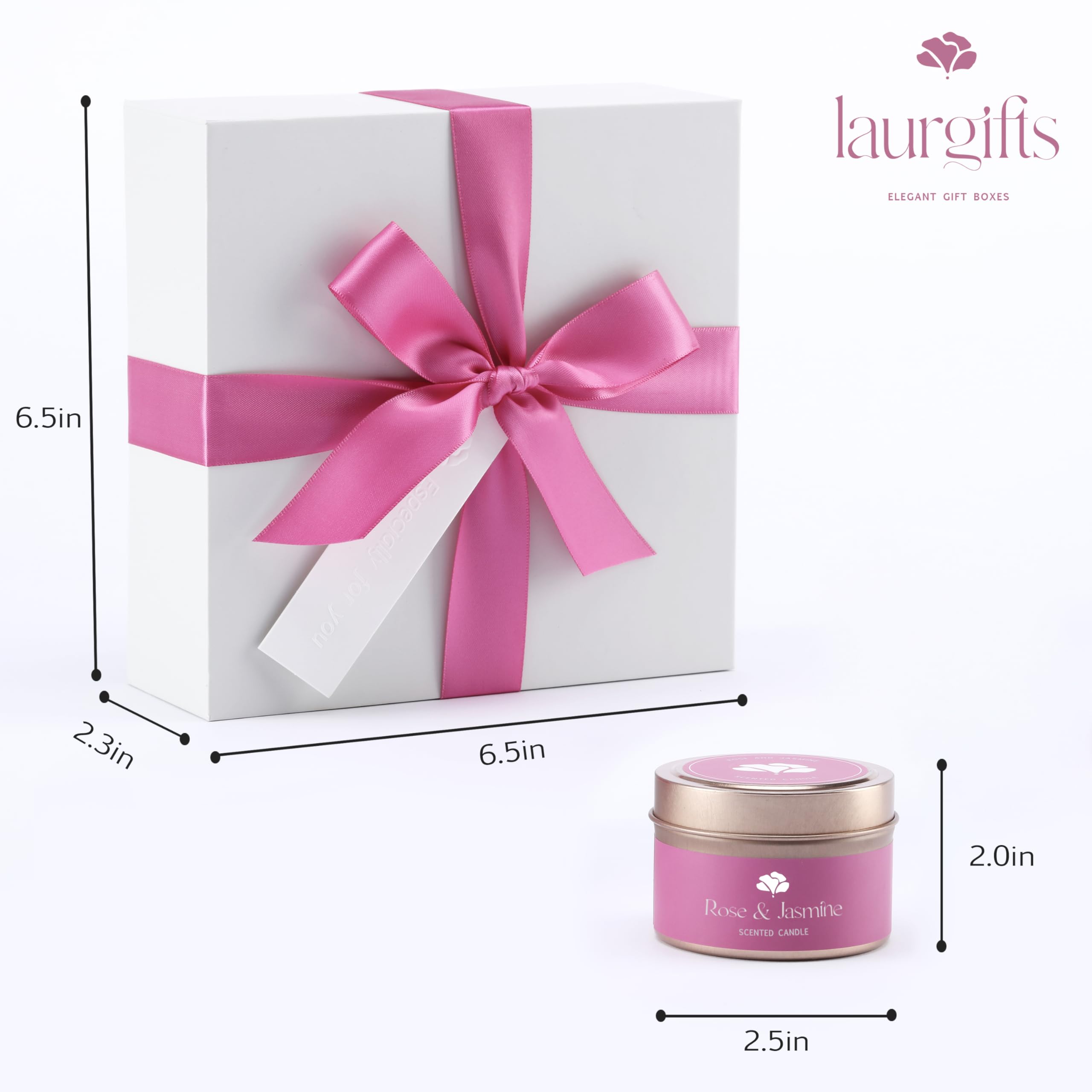 Valentine’s Day Spa Gift Set for Women – Romantic Rose & Jasmine Self Care Gift Box with Candle, Soap & Bath Treats – Pink Valentine Gift for Her, Wife, Girlfriend or Mom