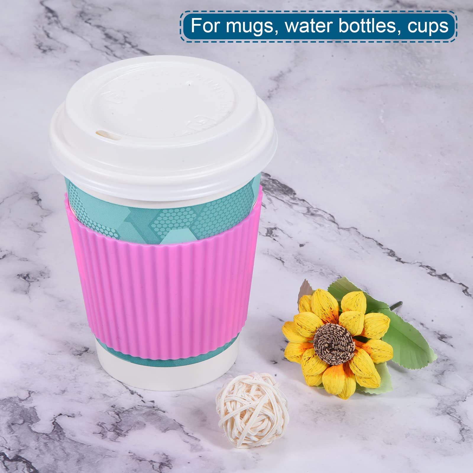 MECCANIXITY Fundas para tazas, resistentes al calor, fundas de silicona antideslizantes para botellas de agua, color rosa, paquete de 2