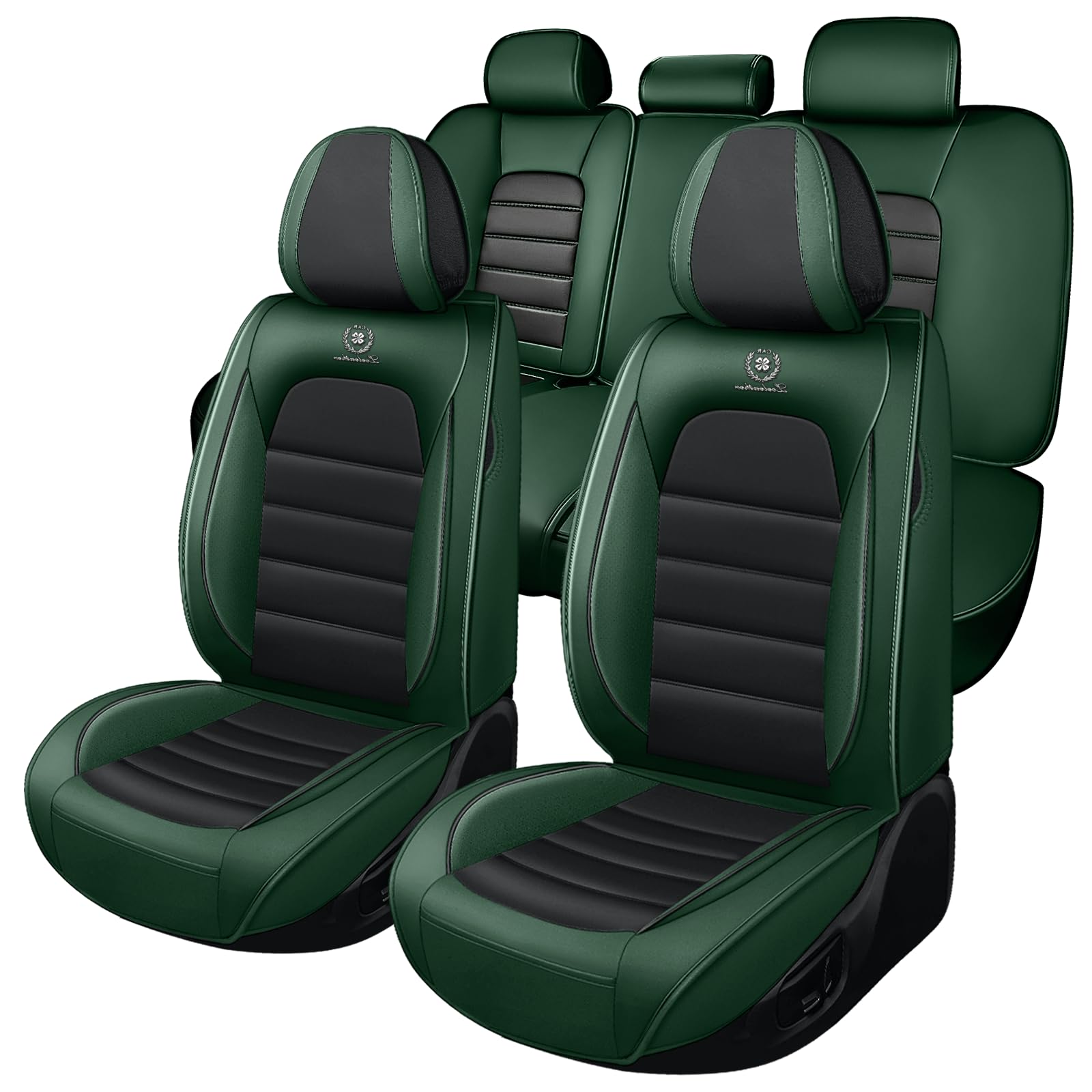 Megaseat Car Seat Covers for Chevrolet Chevy Trailblazer 2021-2025, Leather Auto Seat Cover Luxury Cushions Waterproof Seat Protectors (Black&Green,