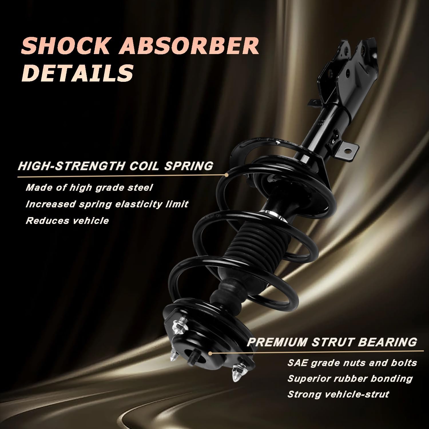 Front&Rear Complete Strut Coil and Spring Assembly Fits for 2007-2010 for Jeep for Compass 2.4L, 2007-2010 for Jeep for Compass 2.0L, Struts Shocks Kit Replace 172368