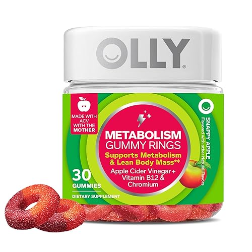 OLLY Metabolism Gummy Rings, Apple Cider Vinegar, Vitamin B12, Chromium,