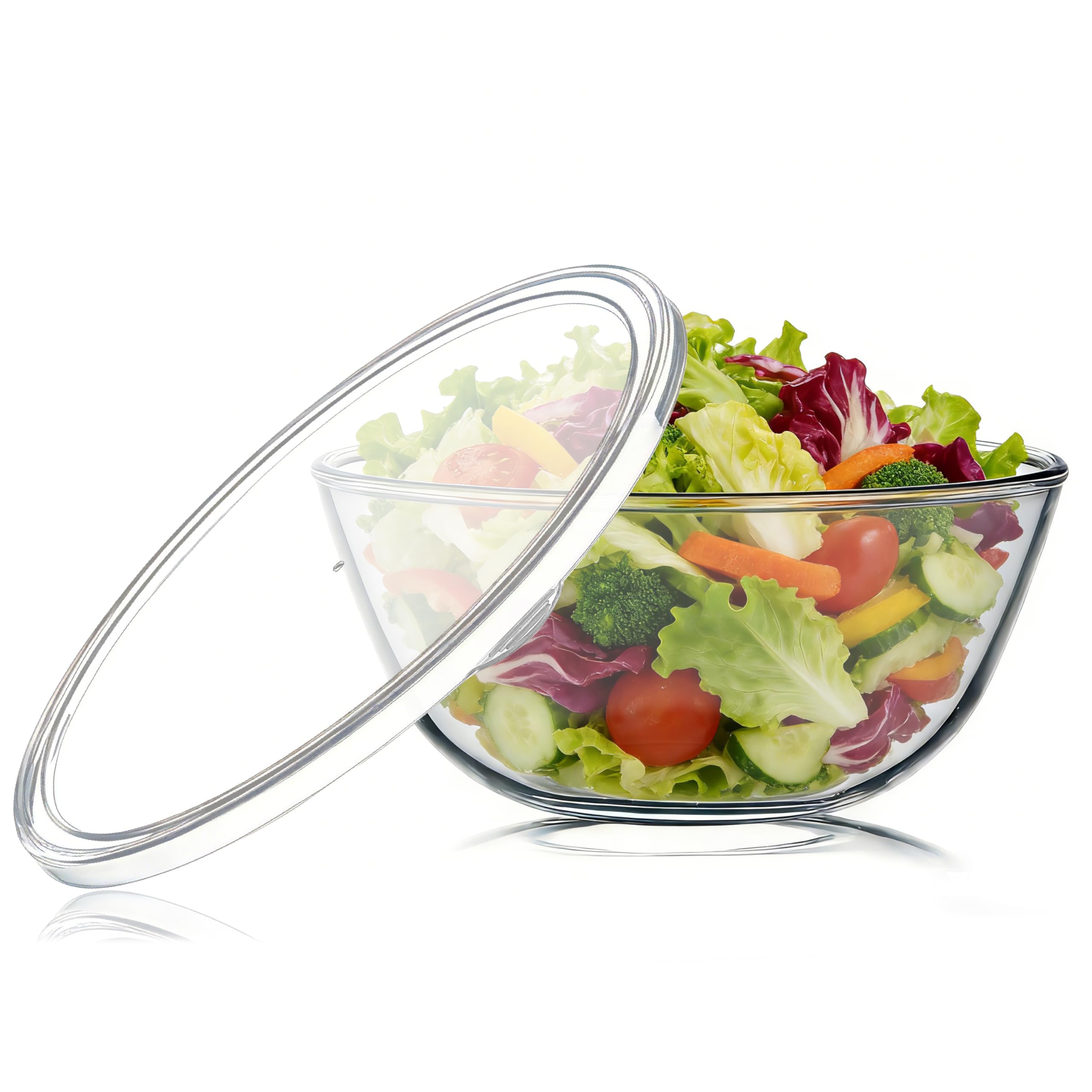 Photo 1 of Mituer Large Glass Mixing Bowl, 4.7 Quart Large Glass Salad Bowl with Lid (Deep, Wide Design)