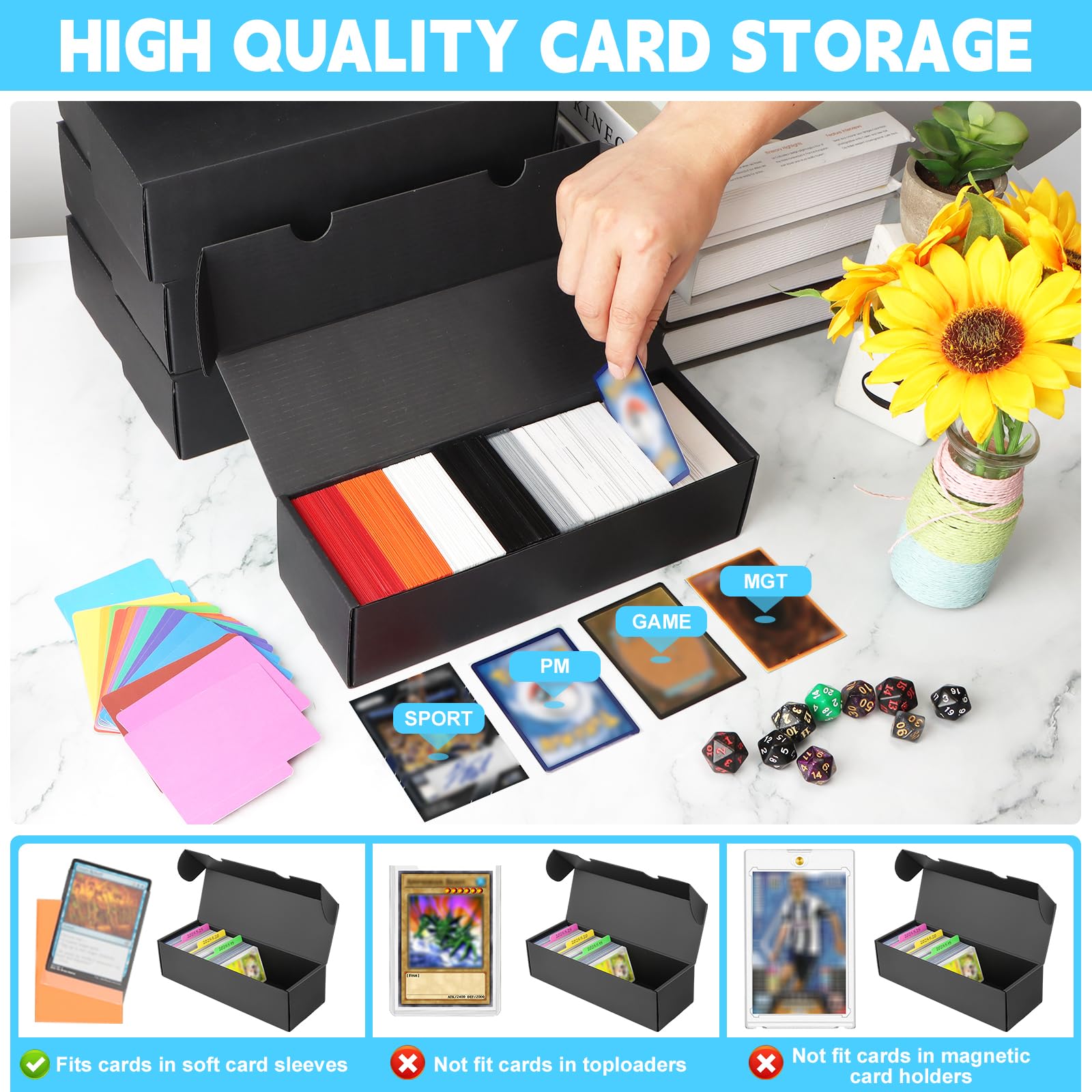 HIMOMO 12 Pezzi Scatole Porta Carte Collezionabili, Box Porta Mazzo per Carte MTG Contiene 9500+ Carte, Con 72 Divisori e 3 etichette Porta Carte per TCG,MTG,PTCG Carte (Contiene 9500+ Carte)