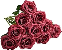 Vista 28 de Rosas Artificiales 10 unidades Ramo de Flores Abiertas Tallos de Rosas Artificiales para Arreglos de Boda, Ramo de Novia, Centro de Mesa, Flores