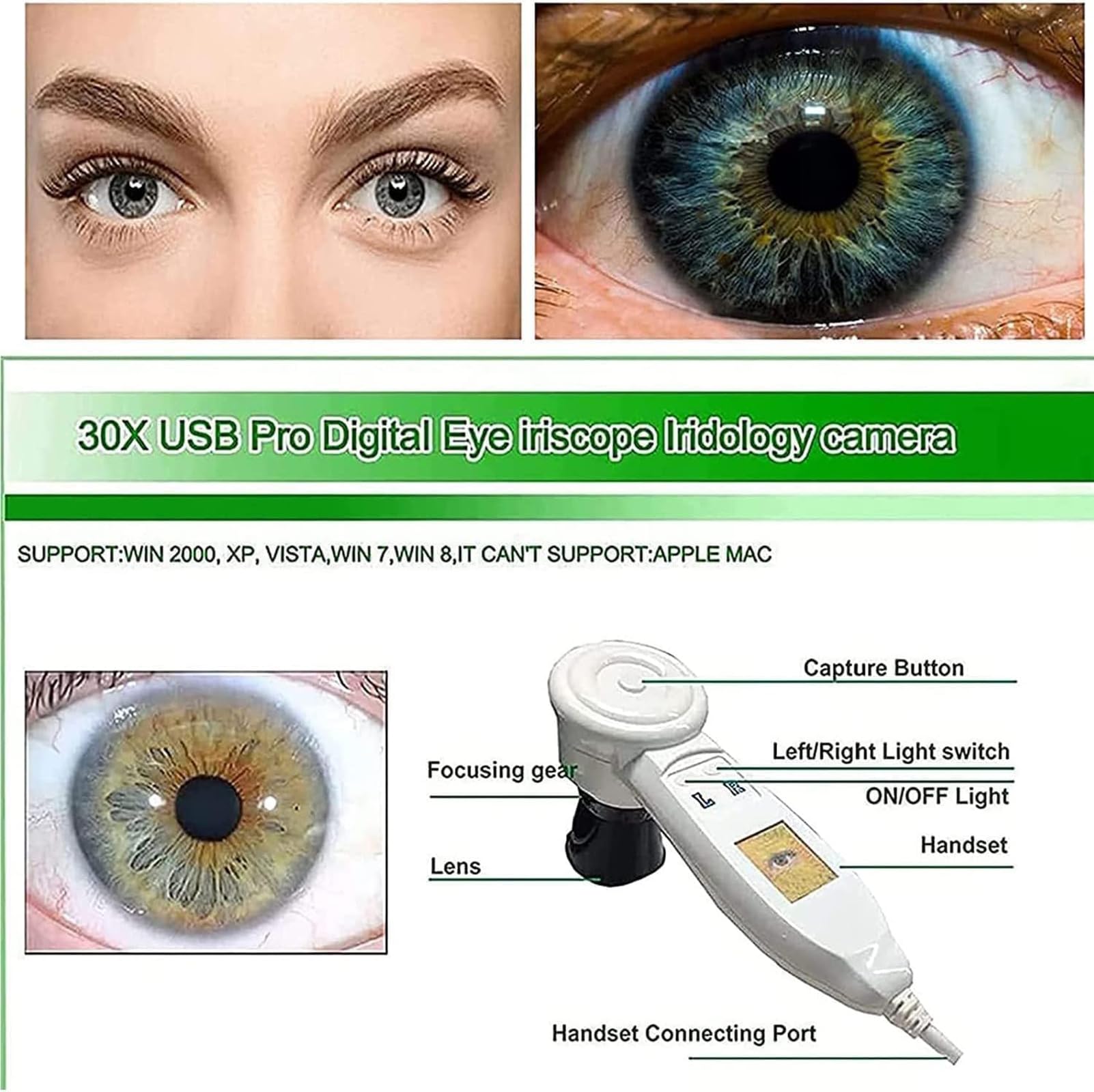 Amazon.co.jp: 自動虹彩検出器虹彩分析カメラ、HD 130万ピクセル虹彩