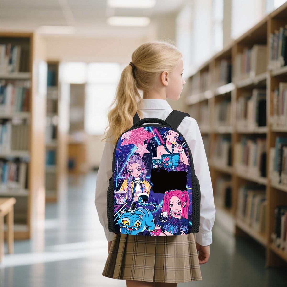Demon Hunters - Zaino per la scuola per bambini, 33 x 24 x 14,5 cm, stile carino, stella, Di medie dimensioni, moderno