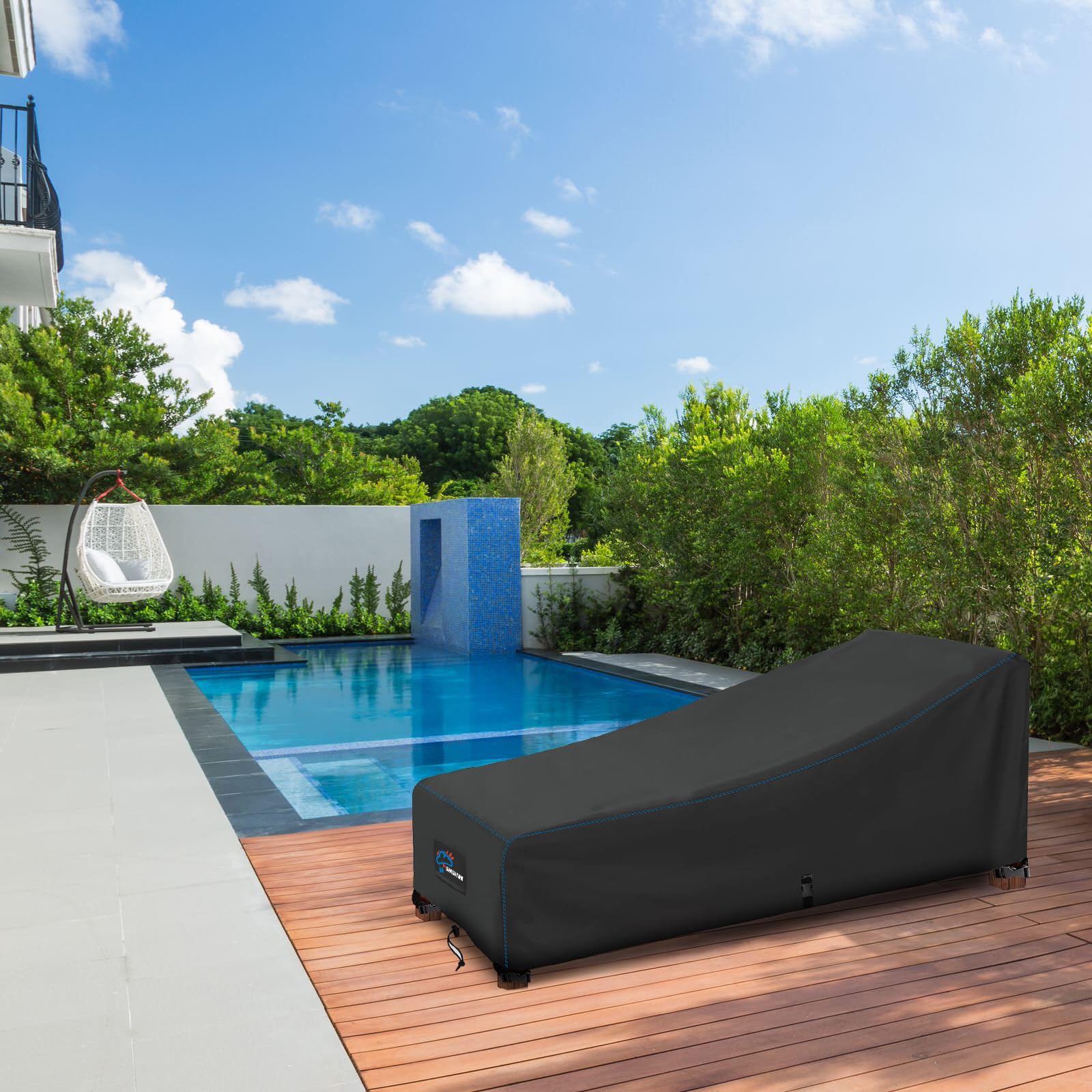 SIRUITON Housse de Chaise Longue Imperméable Housse Bain de Soleil Tissu Oxford 420D Noir (200x68x40/70CM)-2PCS