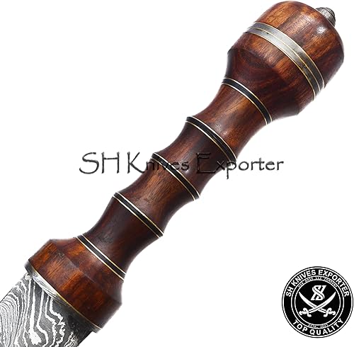 Miniatura 4 de Maximus Roman Gladius - Espada de gladiador de 28 pulgadas hecha a mano de acero de damasco histórico imperio romano mango de palisandro con funda