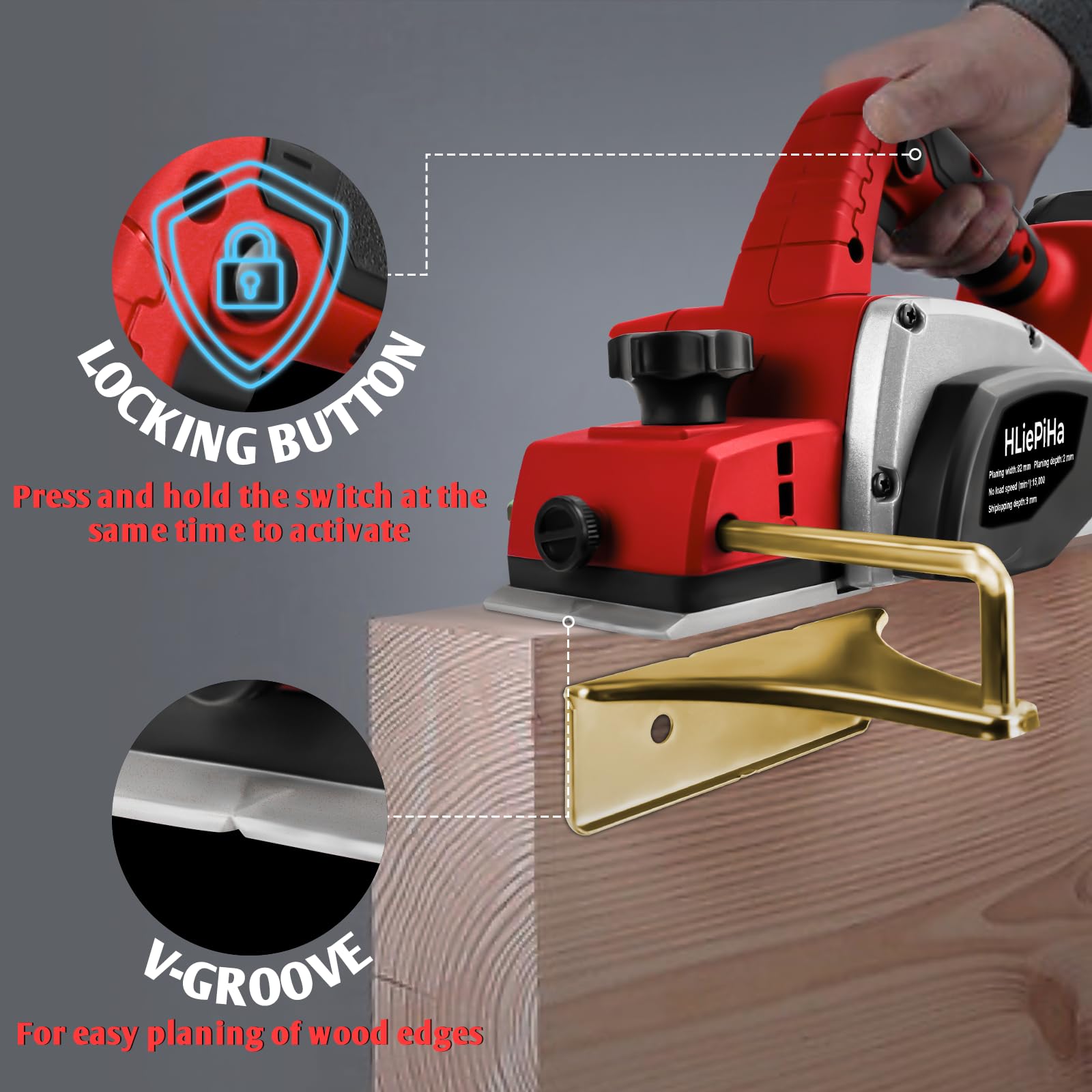 Raboteuse portable sans fil pour batterie Milwaukee 18 V, rabot à bois électrique 15 000 tr/min, rabot électrique sans balais de 8,9 cm pour travail du bois, menuisier maison bricolage (sans