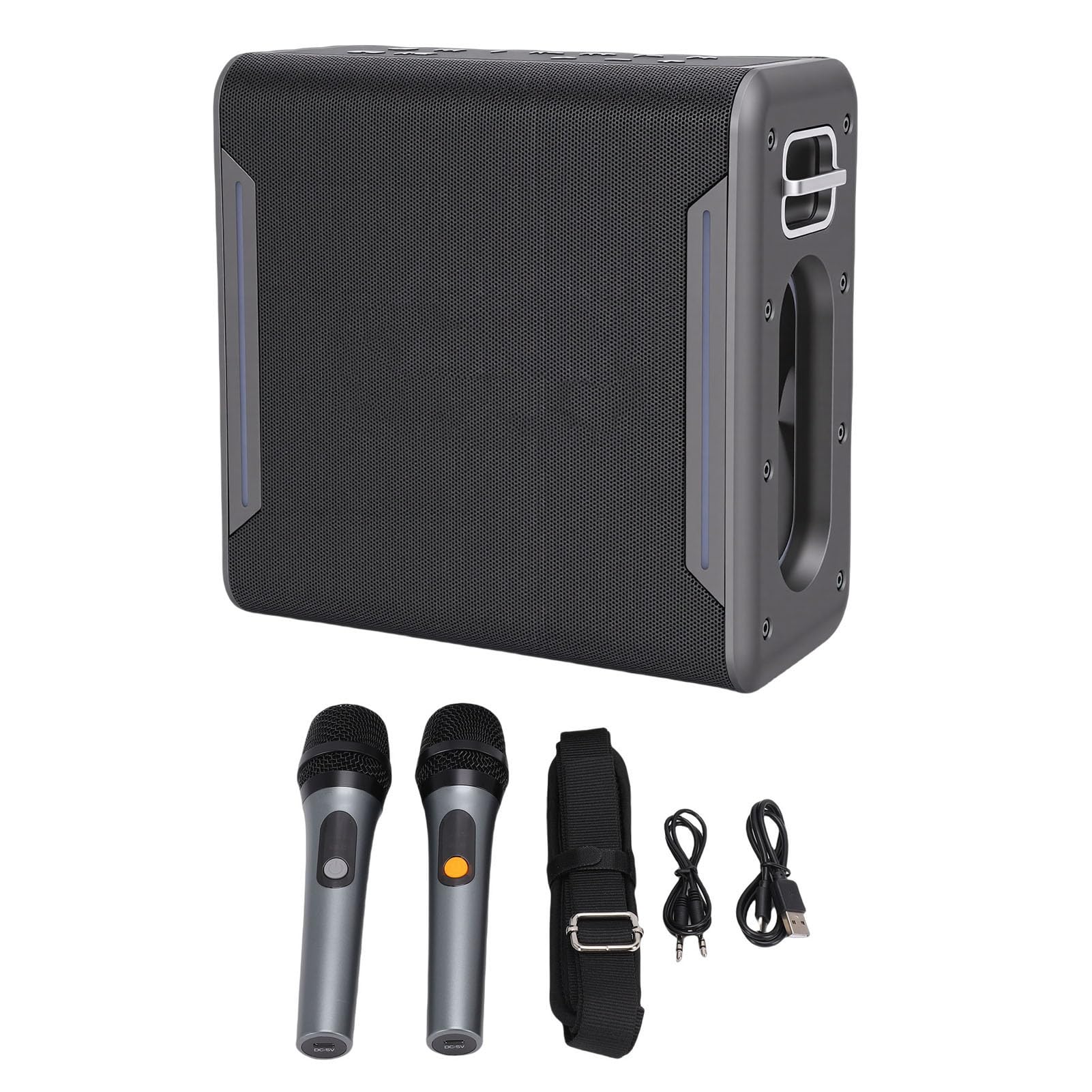 Máquina de Karaoke para Adultos y Niños, Altavoz Bluetooth Portátil con 2 Micrófonos Inalámbricos, Luces LED, PA Compatible con Tarjeta AUX USB TF, Ideal para Fiestas en Casa y Al Aire Libre