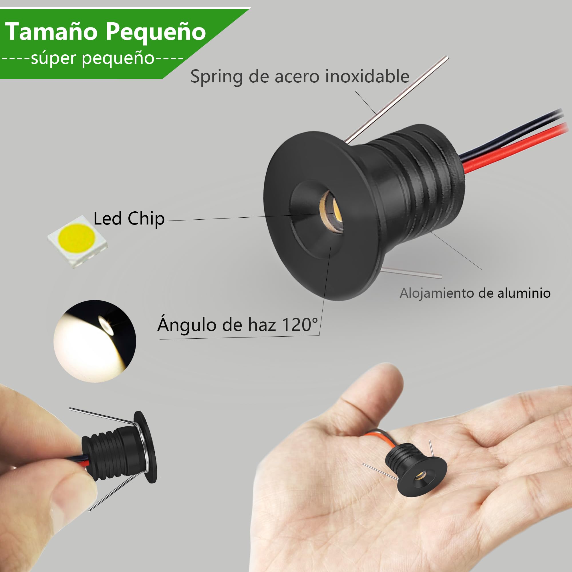15 Pack Mini Downlight LED Techo Empotrable 1W 12V,IP65 ojos de buey led para techo,mini Foco LED agujero Φ15-18mm,Diámetro 22mm,Focos Led para Baño,Cocina,Salón (Negro,blanco Cálido 3000k)