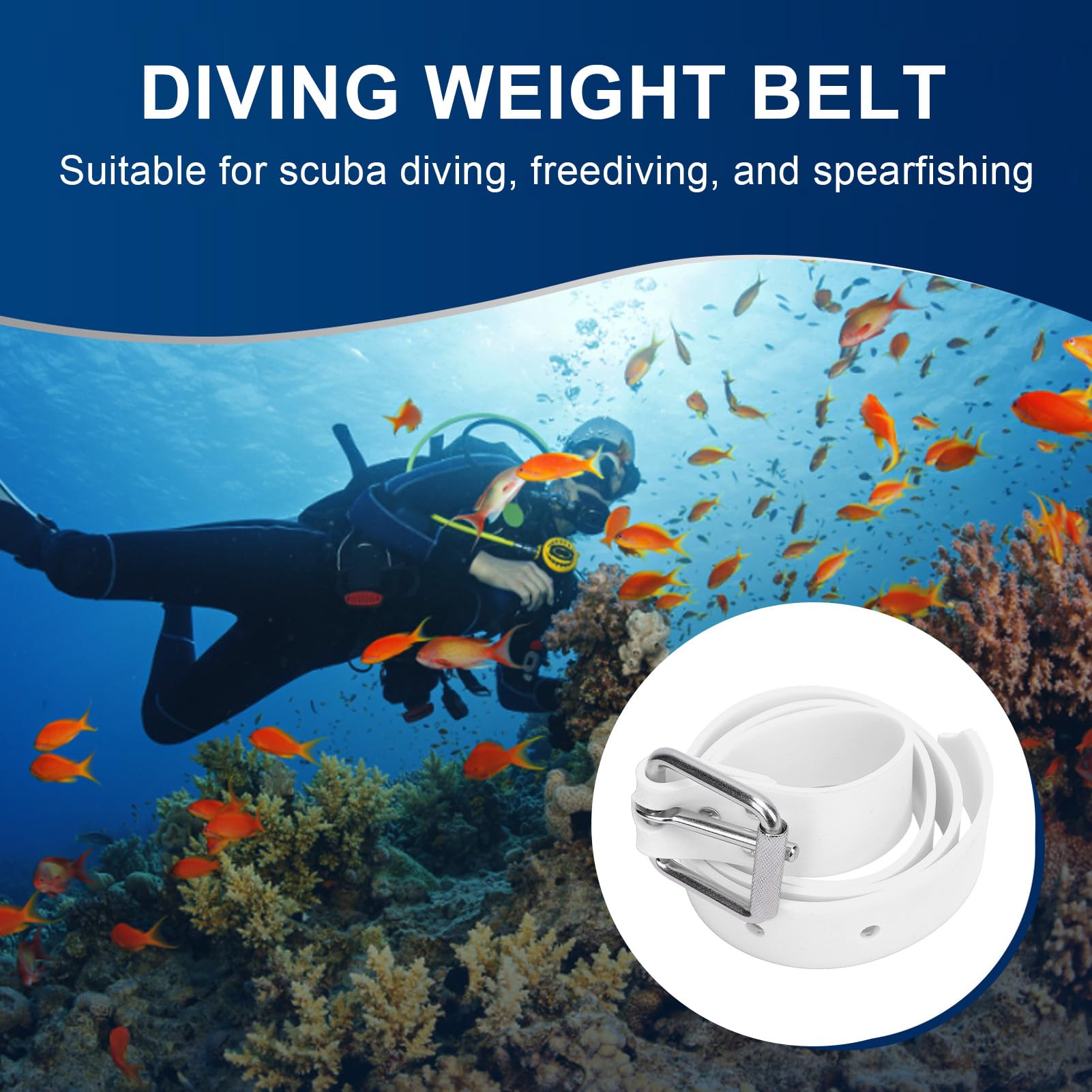 banapoy Weight Belt, Adjustable Silicone Dive Weight Belt Spearfishing Weight Belt with Quick Release Buckle, Diving Belt for Freediving, Diving (White)