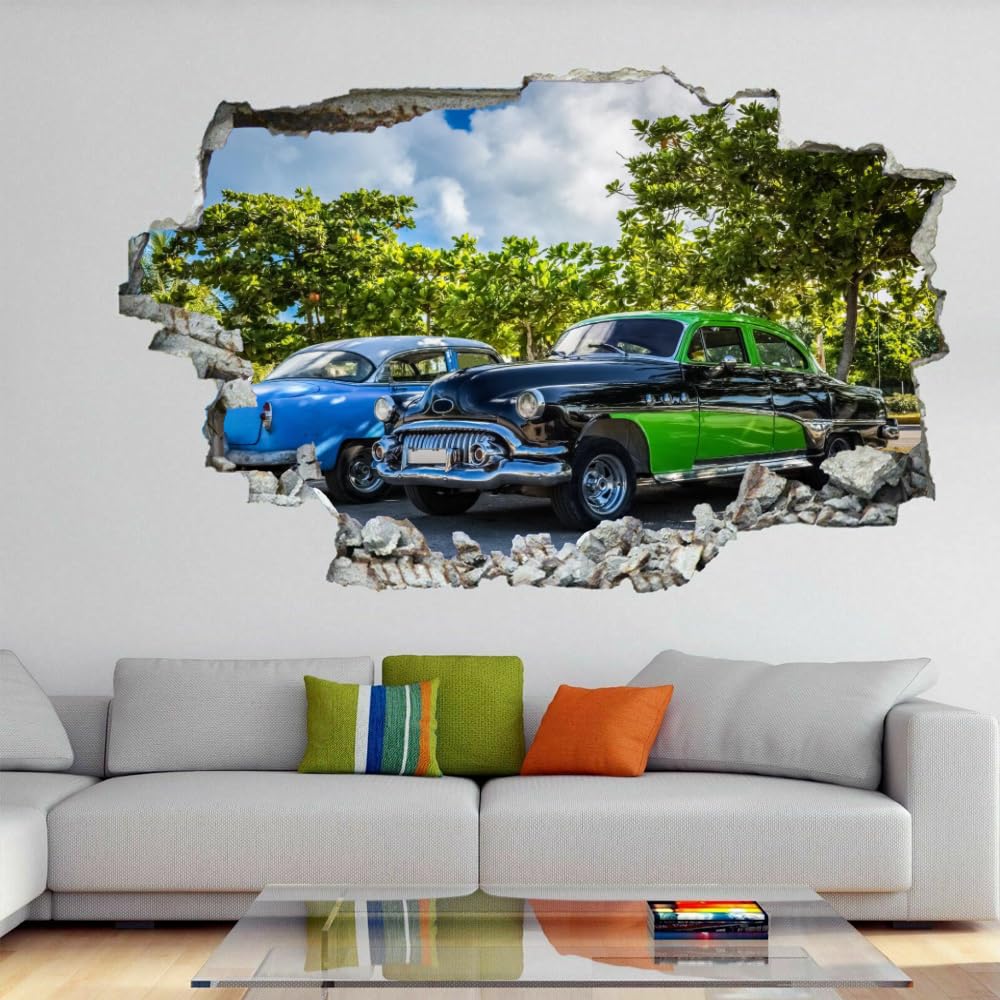 Sticker Mural 3D | Voiture Autocollant De Décoration En Vinyle D'Art | Arbre Décoller Et Coller | Décor De Chambre D'Enfant De Chambre De Filles De Garçons De Bordure Fissurée