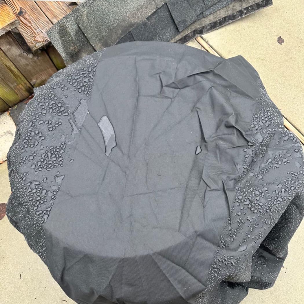 Round Fire Pit Cover, Waterproof Outdoor Gas Fire Pit Cover, Patio Furniture Cover,All-Season Protection Table Cover for Outdoor Fire Pit Furniture Sets (black, 36x20in)