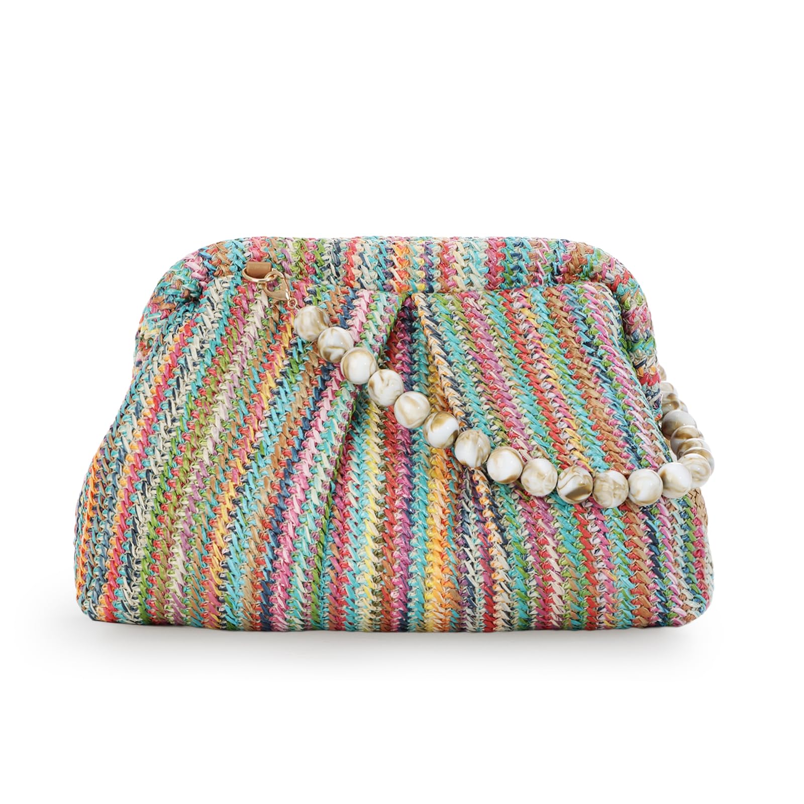 Lanpet Straw Clutch Purse for Women, Woven Dumpling Evening Bag Summer Beach Bag, Chain Strap Crossbody Shoulder Handbags | Straw, Woven, Summer Beach