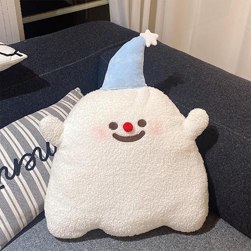 Miniatura 7 de ARELUX Bonita almohada de felpa de fantasma, suave fantasma de nieve azul de peluche, muñeco kawaii, divertido regalo de decoración de habitación