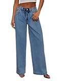 Women's Drawstring Jeans Wide Leg High Waisted Baggy Stretchy Elastic Waist Sweatpant Jeans