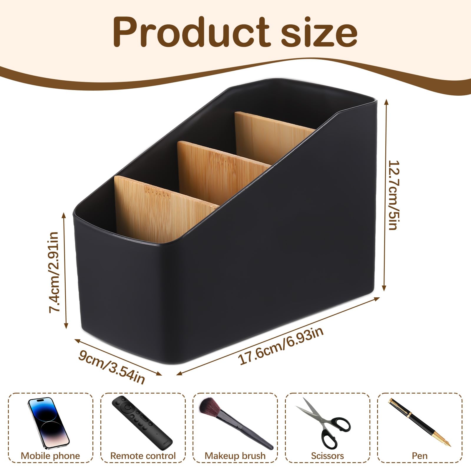 Zocipro Small Desk Organizer, 4 Grid Wooden Pen Holder Desktop Storage Remote Control Holder - Image 2