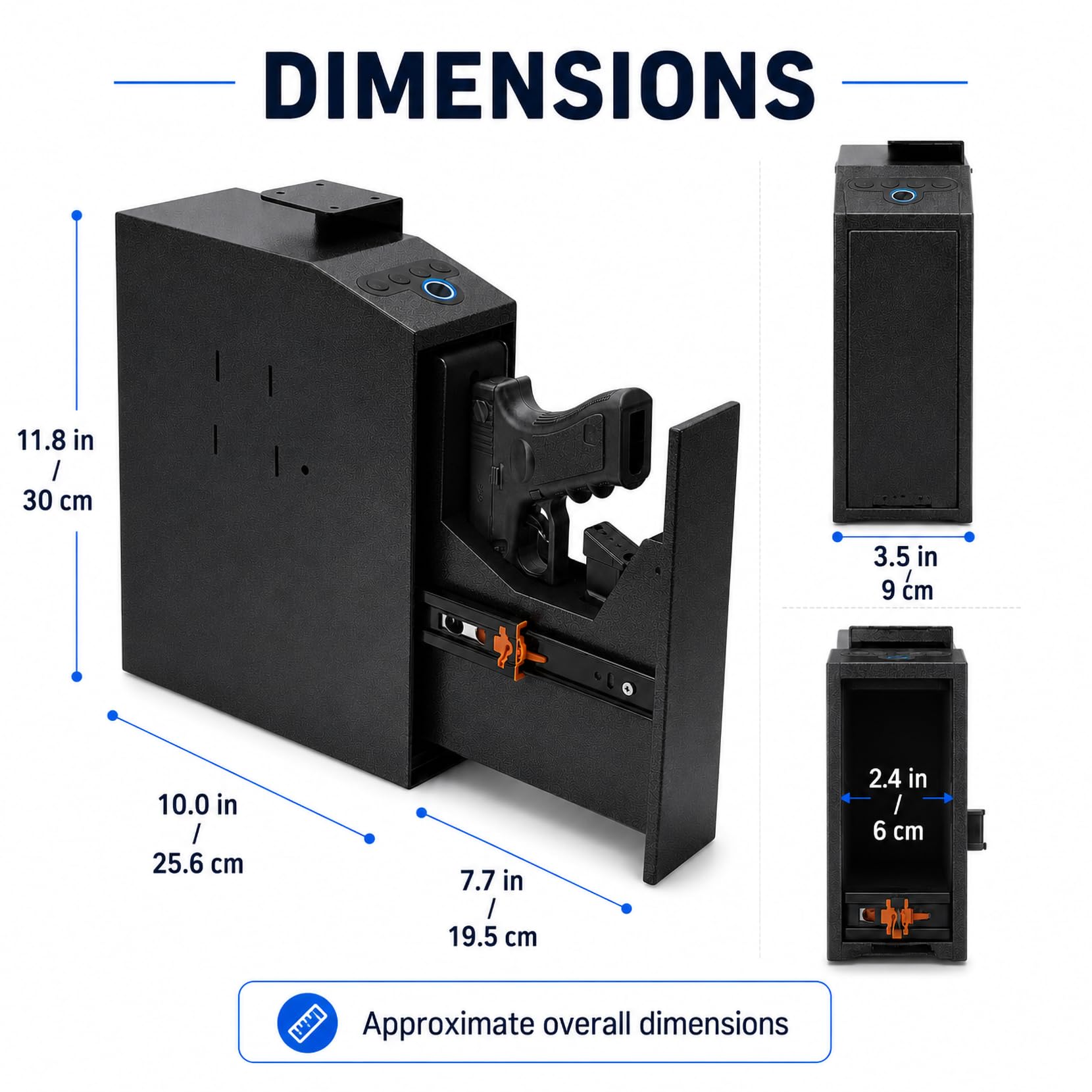 Cassaforte intelligente per fucile biometrico, con controllo tramite app, tastiera digitale, struttura in acciaio al carbonio, esterno in pelle, scanner per impronte digitali, per uso