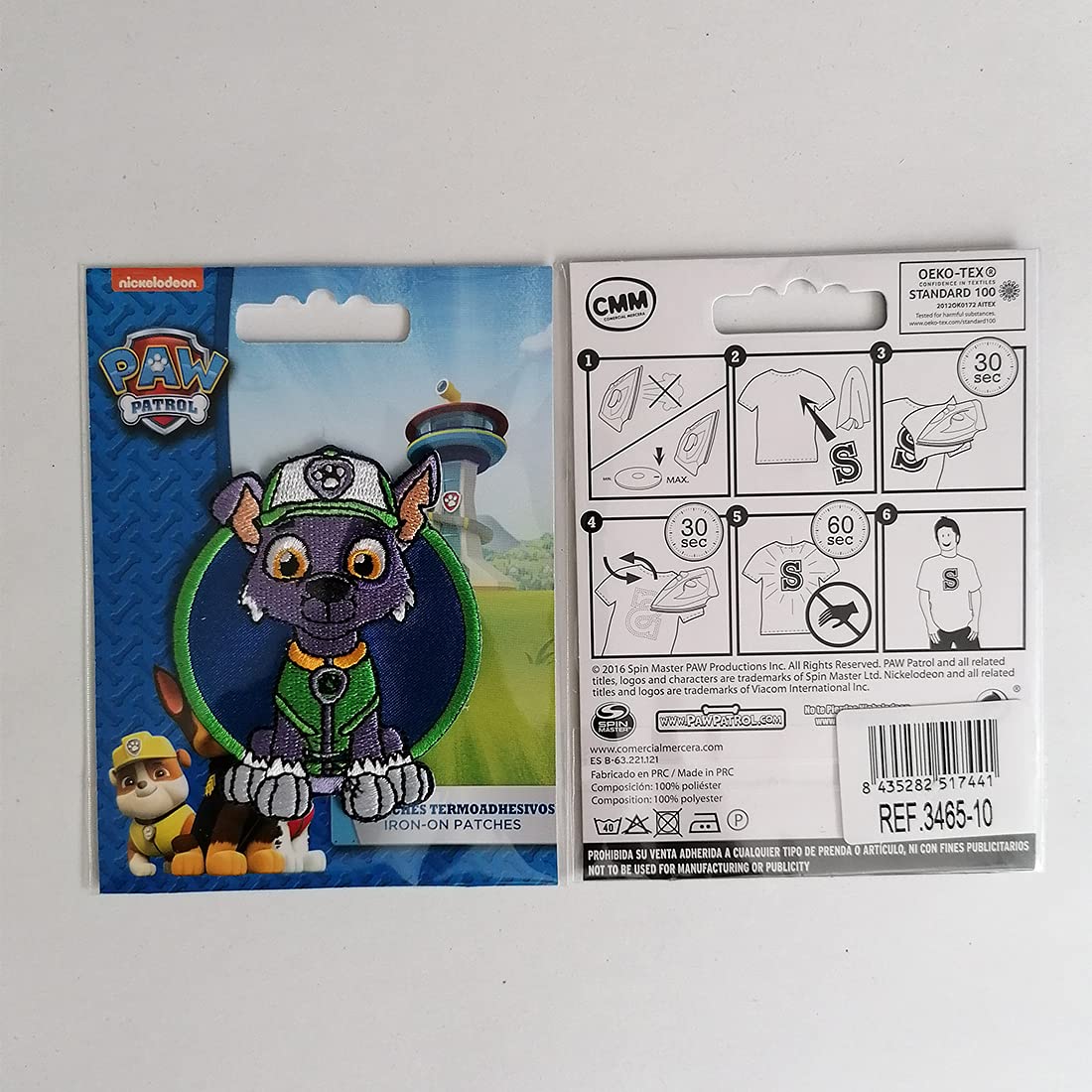 Toppa Termoadesiva Paw Patrol Rocky 7x6,4cm - Ricamo Ufficiale Spin Master Per Riparare E Personalizzare Vestiti E Accessori