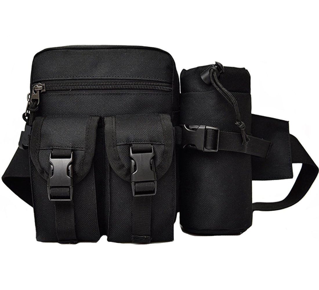 Rullar Hiking Waist Fanny Pack With Water Bottle Holder Running Waist Hip Belt Bag Motorcycle Bike Pouch Shoulder Bag