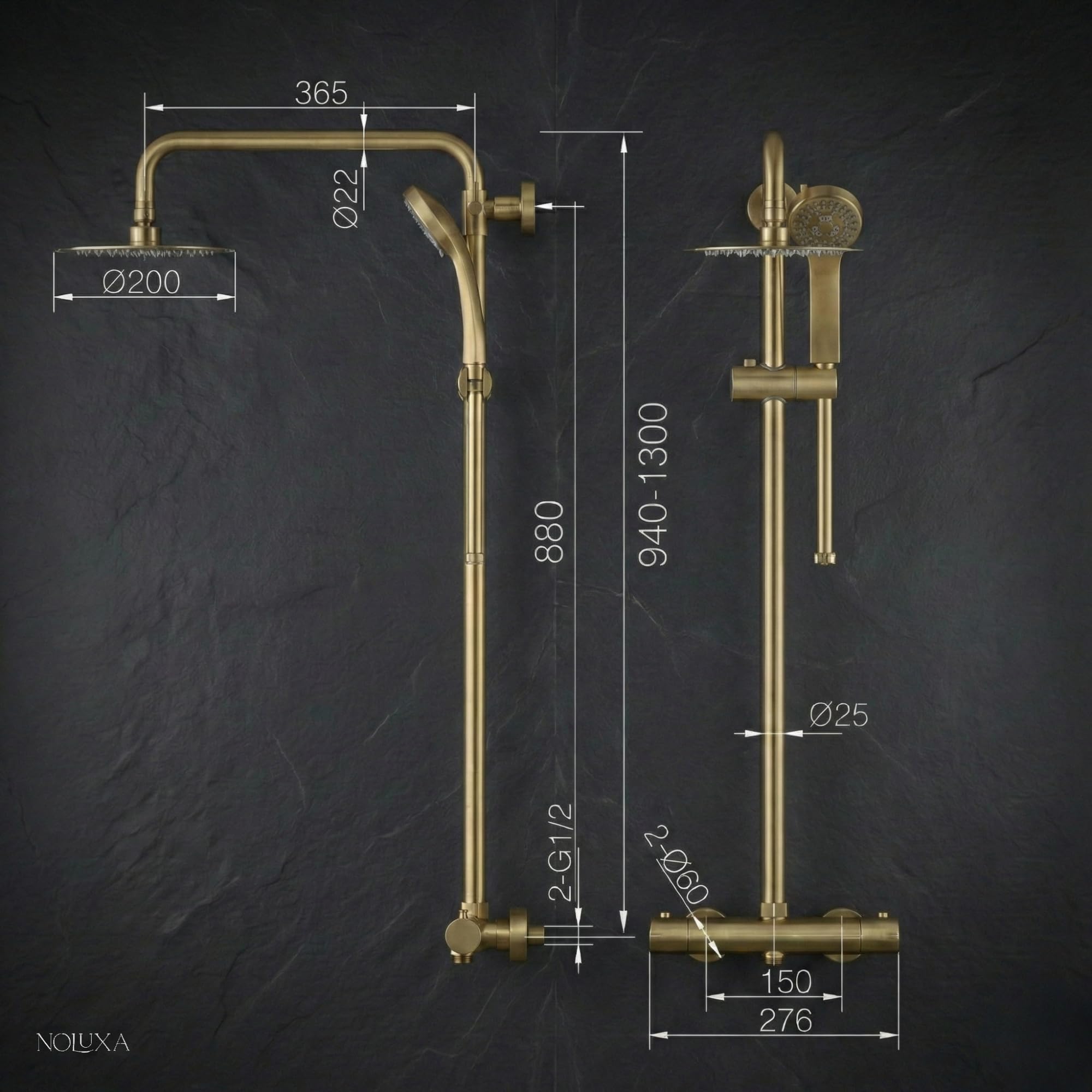 IMEX - Columna Ducha Termostatica con Grifo | Conjunto de Ducha con Alcachofa y Rociador Antical Efecto Lluvia | Griferia en Latón y Acero Inox S.304 con Barra Extensible Cromada | Serie Londres