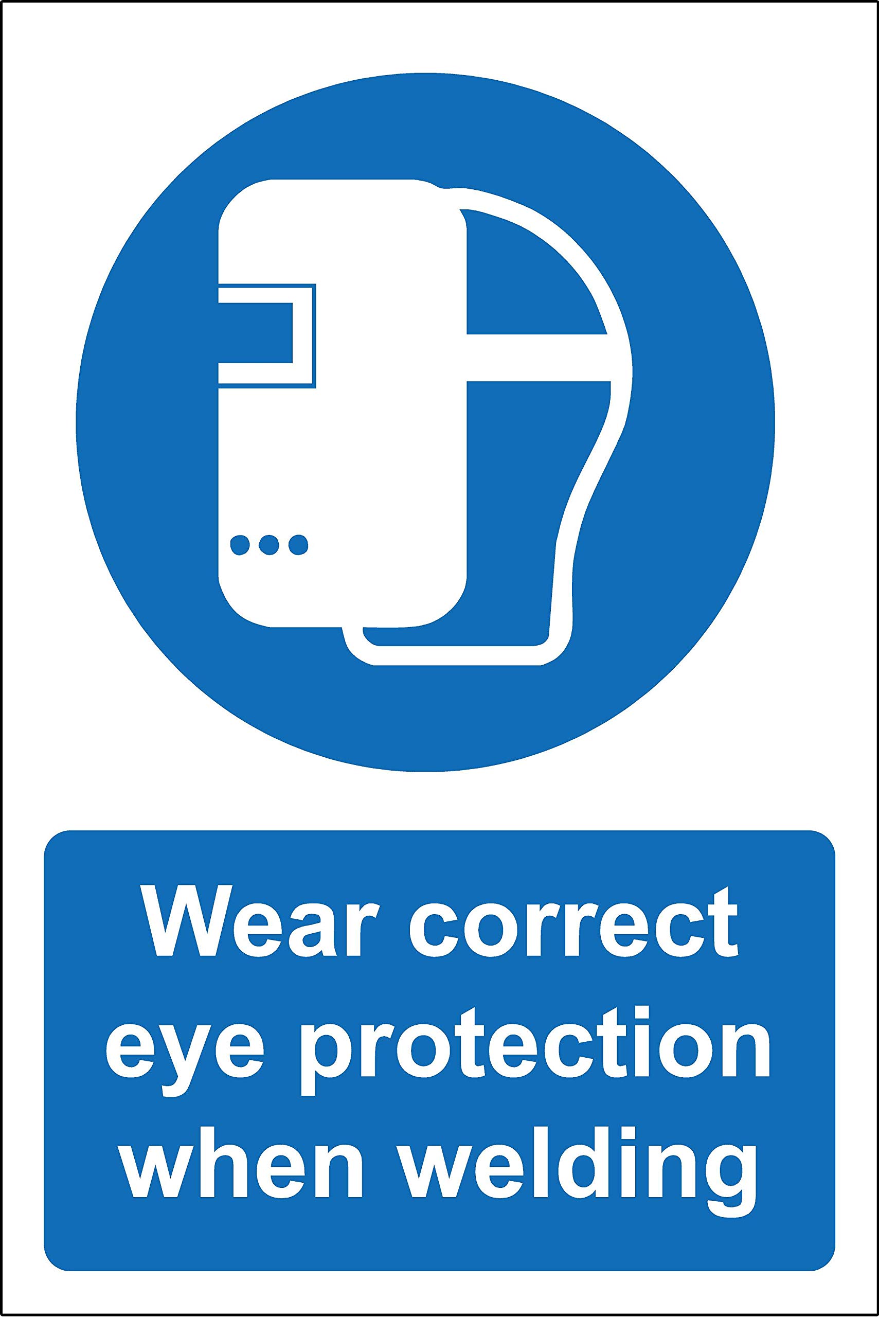 Wear correct eye protection when welding Safety sign - 1.2mm Rigid plastic 200mm x 150mm