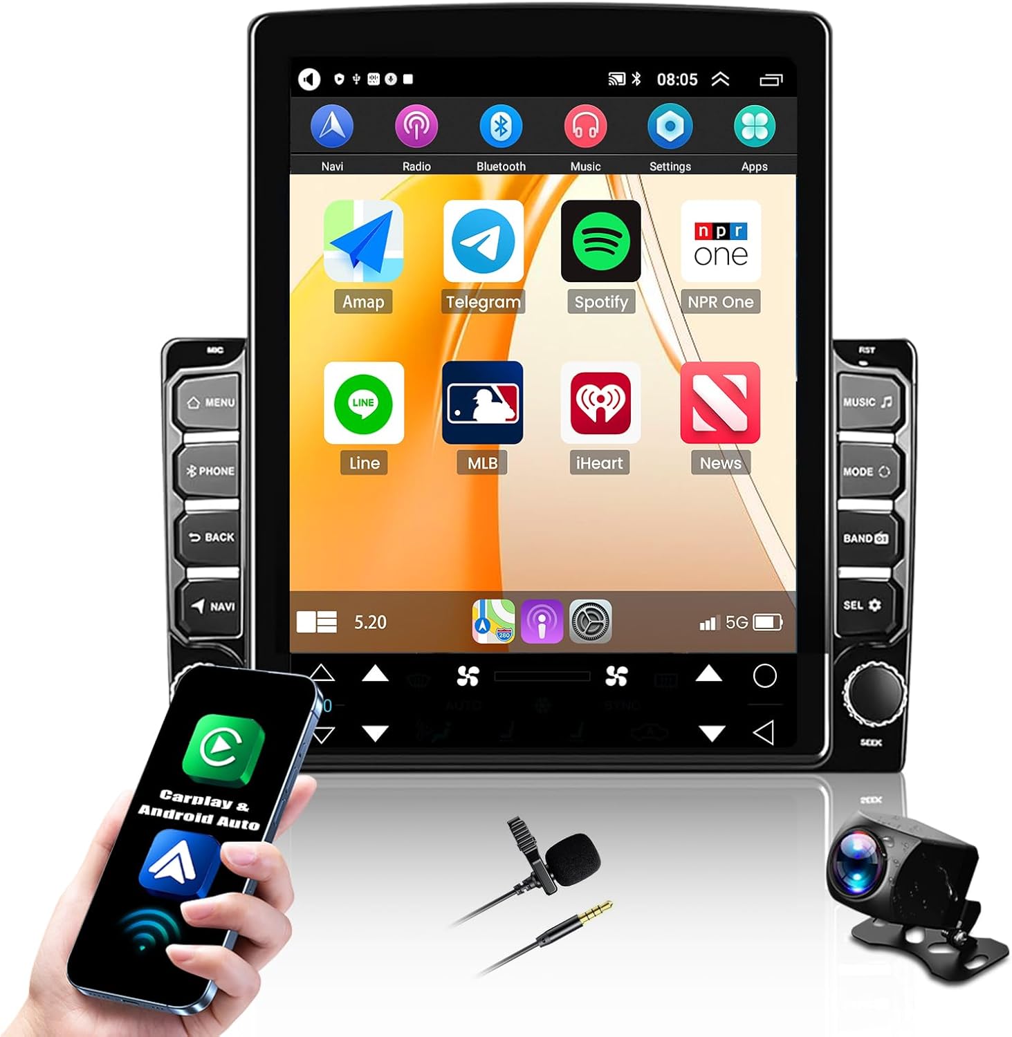 Android 13 Car Radio for Dodge RAM 1500 2500 3500 2009-2012 Auto AC 9.7Inch TounchScreen Radio with Carplay Android Auto GPS WiFi DSP Bluetooth Backup Camera, 2+32G