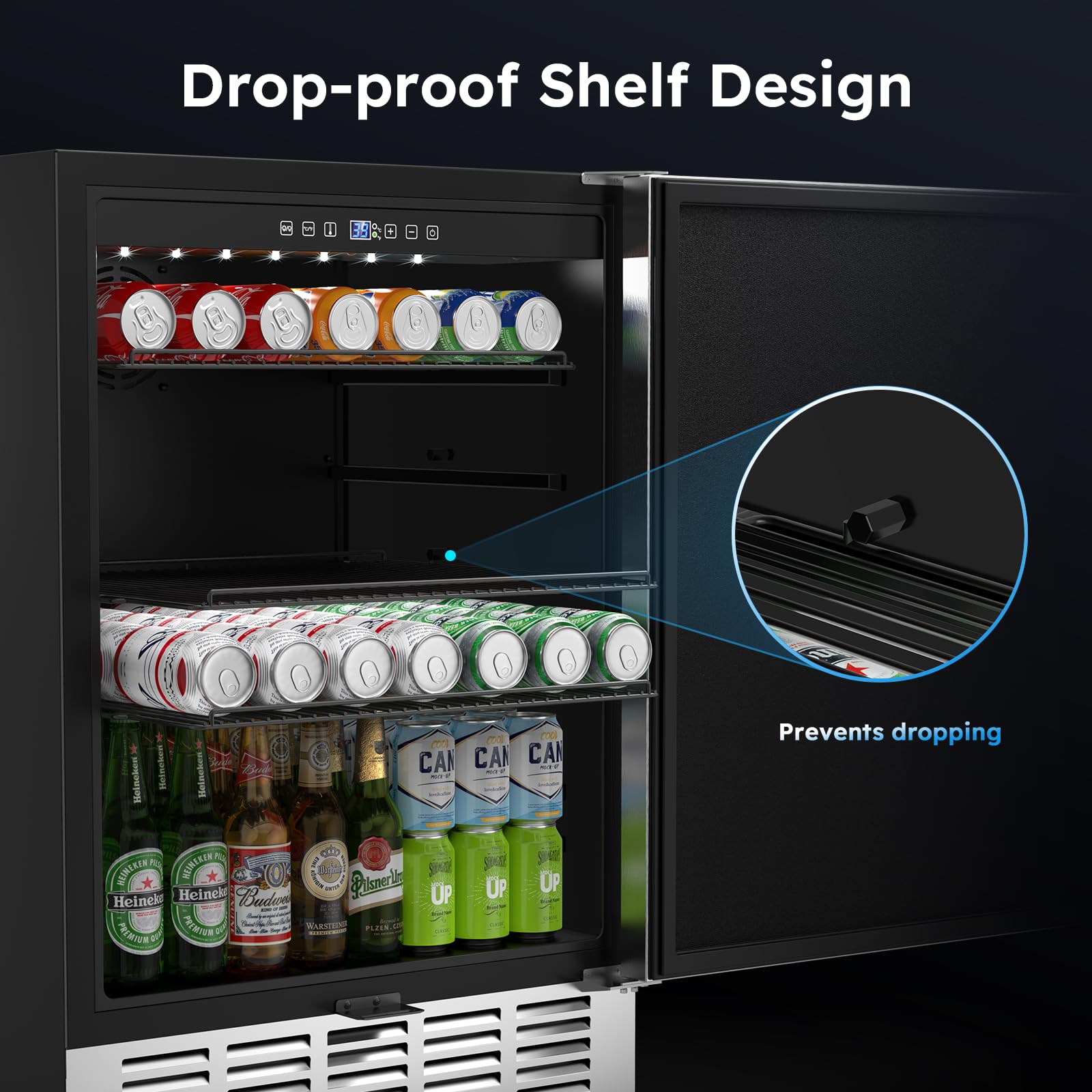 MOJGAR 24 Inch Outdoor Beverage Fridge, Weather Proof Stainless Steel Beverage Cooler Under Counter Beer Fridge, Indoor/Outdoor Beverage Refrigerator For 190 Cans, Built-In/Freestanding (Foam Door) on Fridge.com - View 5