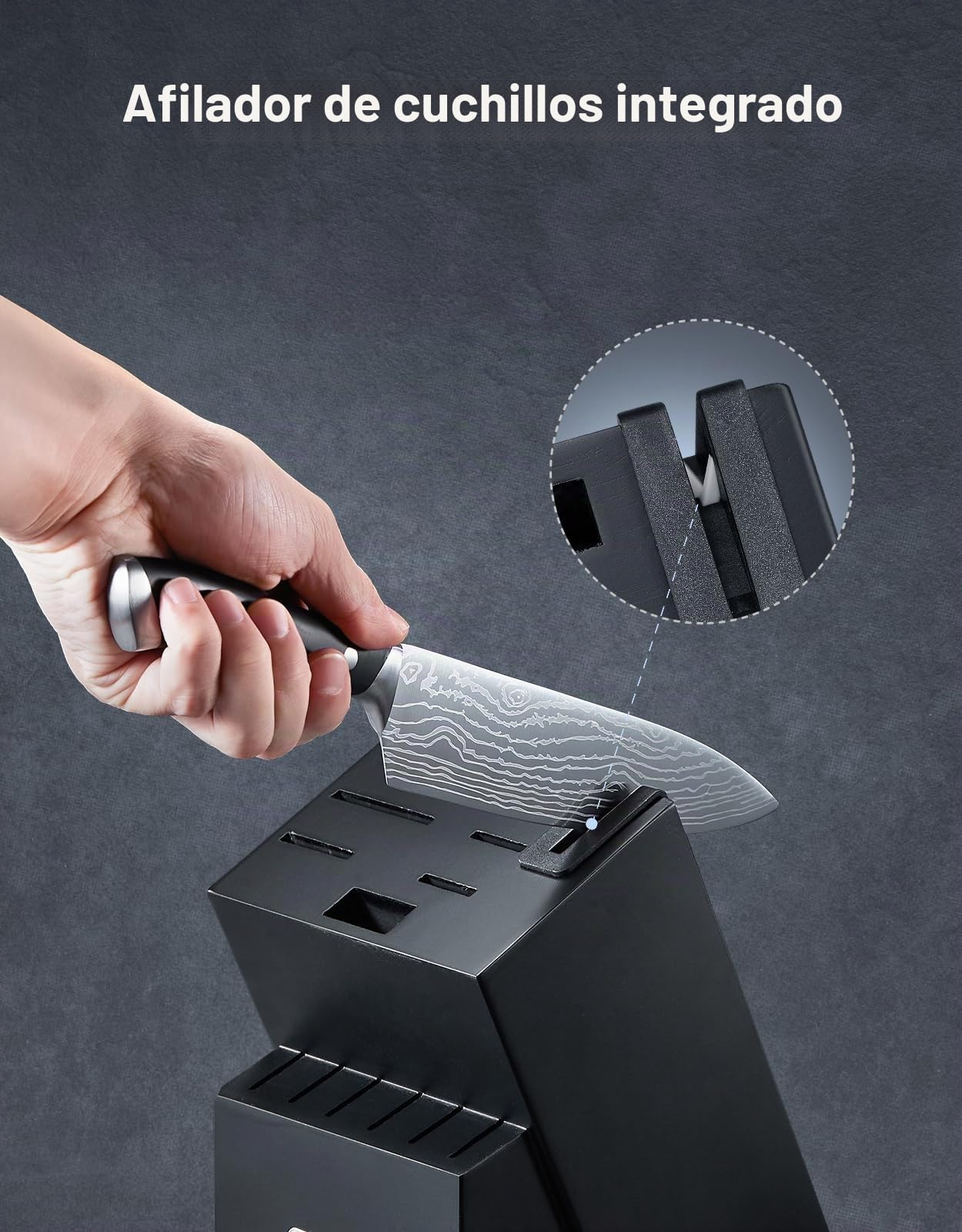 Yabano Juego de cuchillos, 14 Piezas juego de bloque de cuchillos de cocina de acero inoxidable alemán, juego de bloque de cuchillos de cocina con afilador incorporado