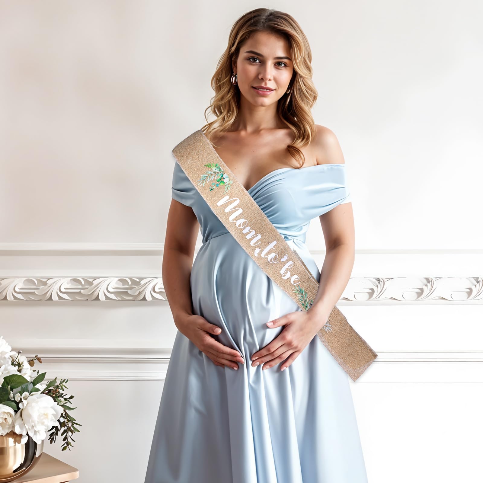 Pościel 'Mom to Be' szarfa zestaw baby shower dekoracje jutowe mama to be szarfa tata to be pin baby shower szarfa dla ciężarnej mamy prezent dekoracje imprezowe