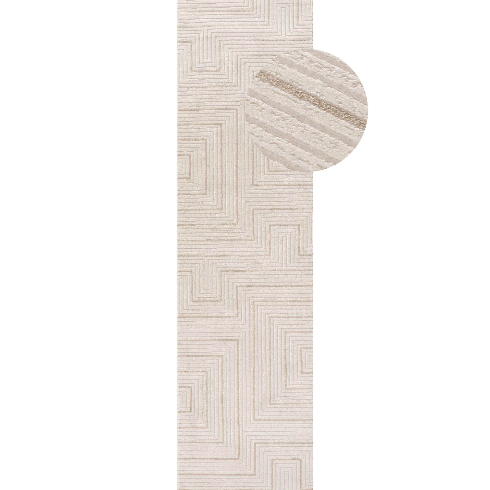 The Rugs Carmel Cream/beige Geometric Design Area Rug And Runner Non SheddingStain ResistantSoft from B&Q
