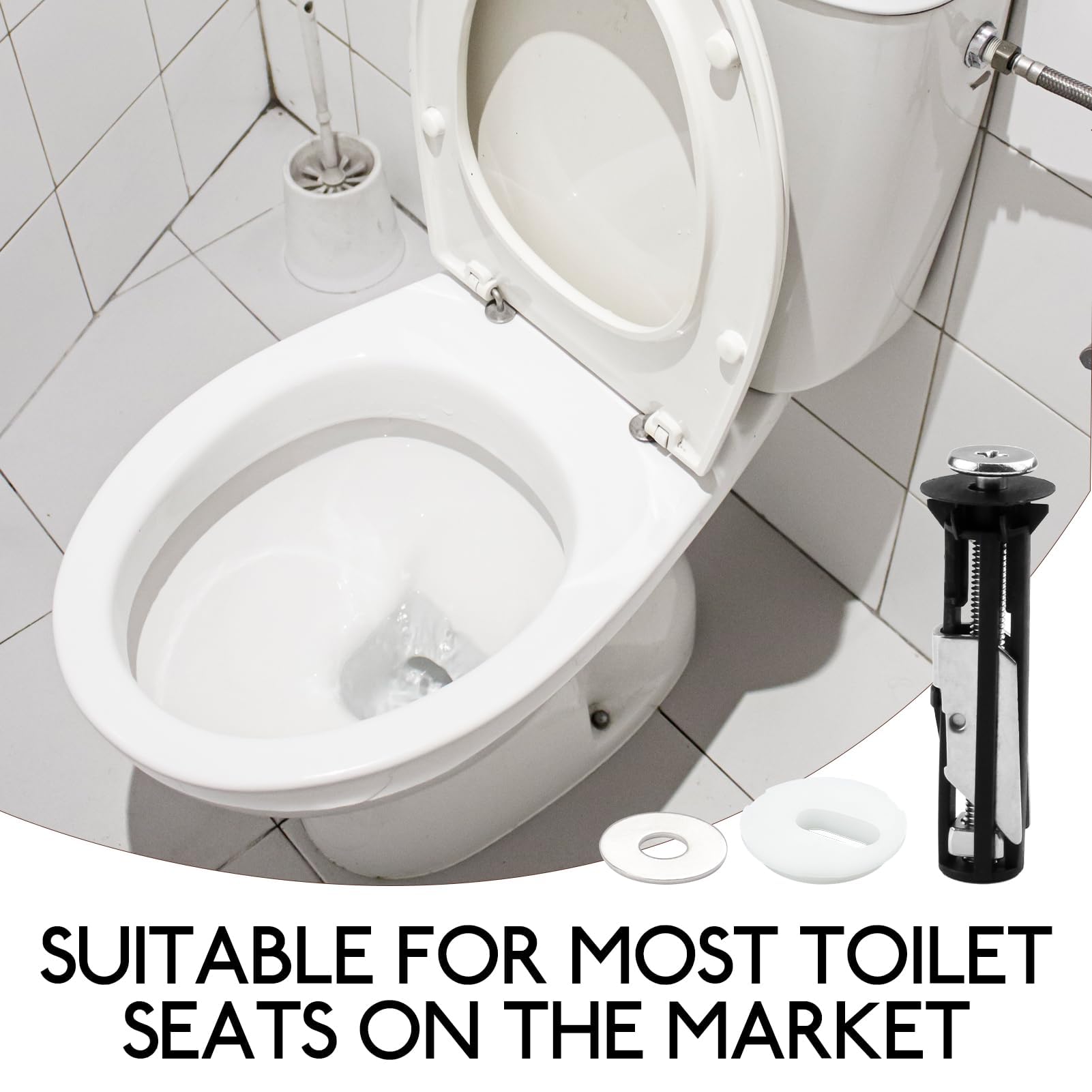 Toilet Seat Fittings 4 Pack,55mm Stainless Steel Heavy Duty Top Fixing Bolts Kit with Washers,Universal WC Hinge Screws for Blind Holes,Quick Release Rust Proof Replacement Fastener for Easy Install - Image 2