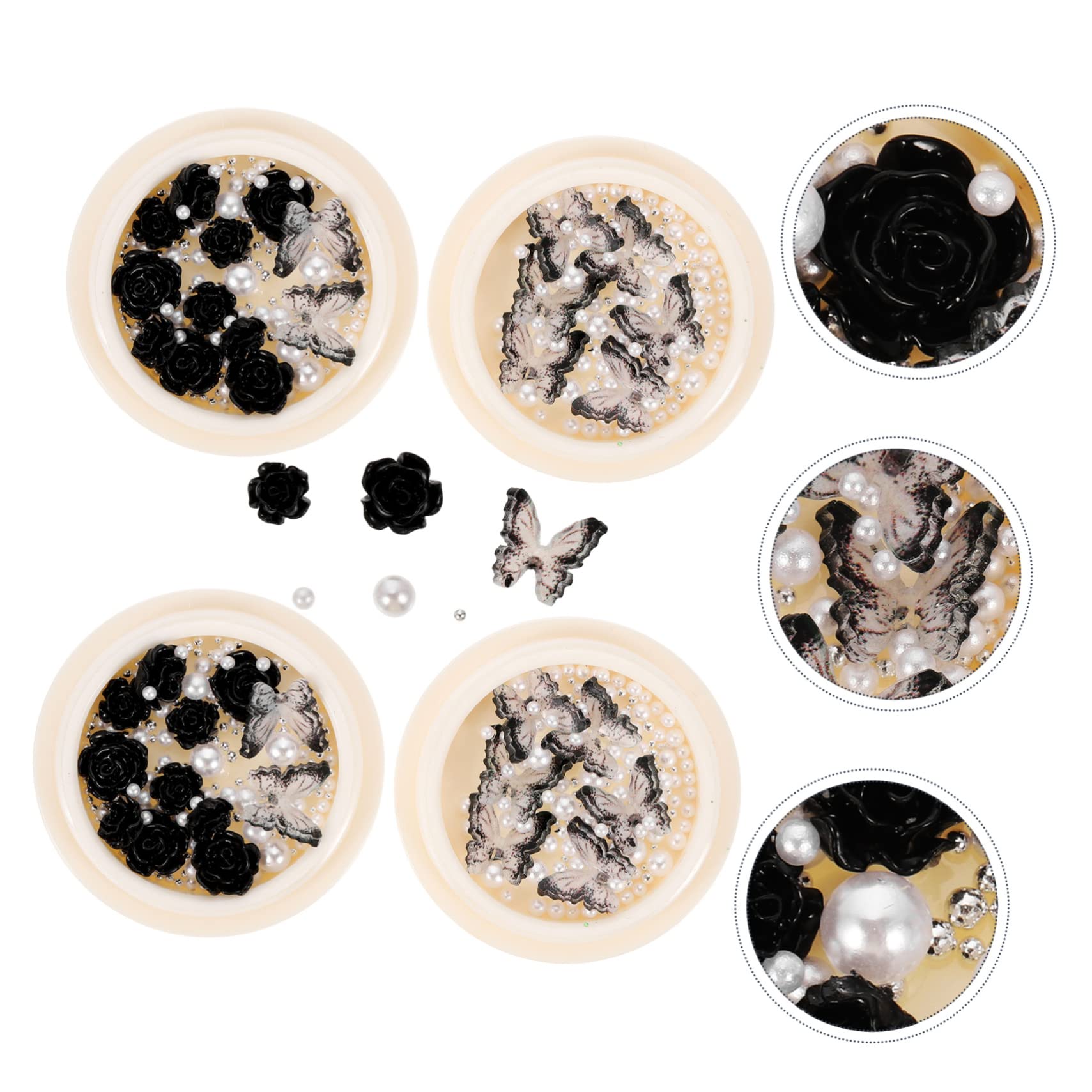 VICASKY 5 Set Shinestone Di Nera Arredamento Per Unghie Adesivo Cristalli Ciondolo Decorazioni Unghie Ciondoli Per Unghie Di Halloween Ciondoli Di Strass Resina 4 Scatole*5