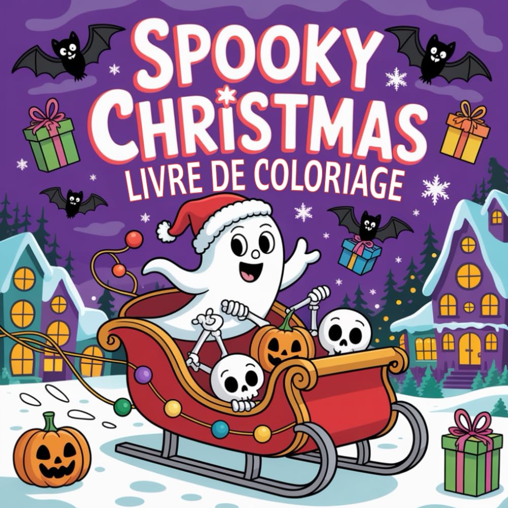 Spooky Christmas livre de coloriage: Coloriages de Noël super mignons et faciles à réaliser avec le Père Noël, des bonhommes de neige, des rennes et ... Noël (cadeau de Noël idéal pour les enfants)