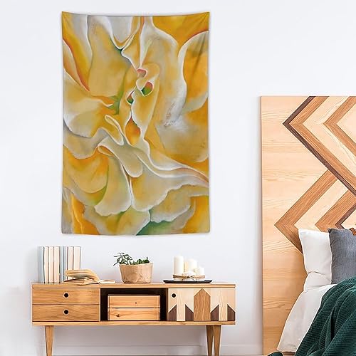 Miniatura 4 de Georgia O'Keeffe - Tapiz artístico de pared de guisantes amarillos con diseño de guisantes dulces, pintura estética de poliéster, para dormitorio,