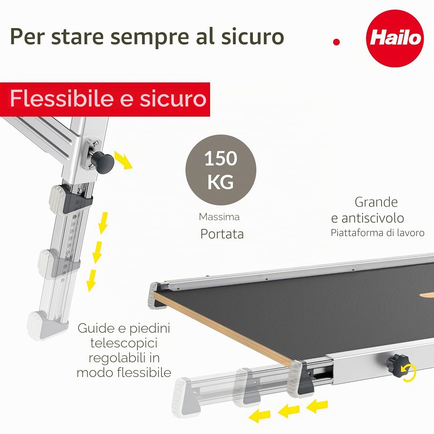 HAILO Piattaforma di lavoro in alluminio TP1