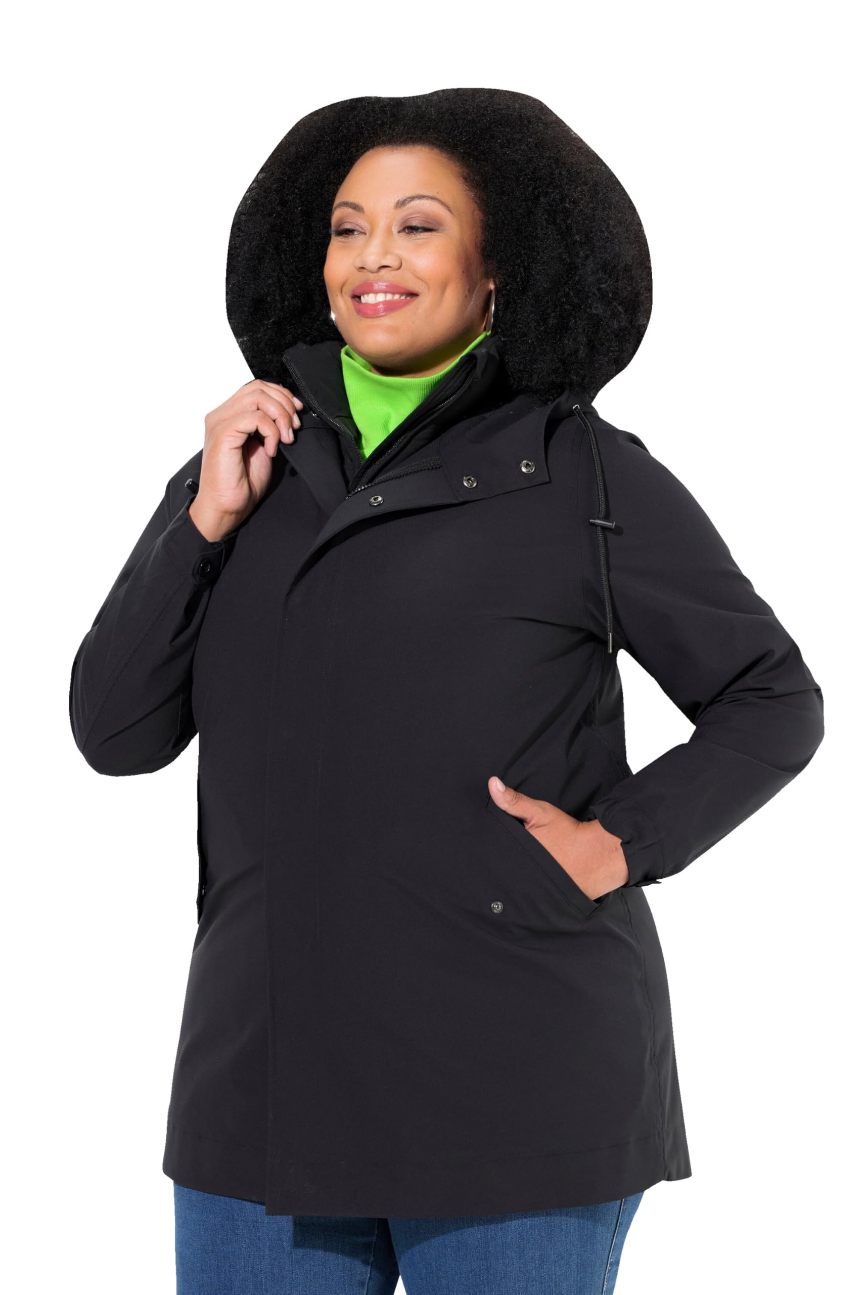 Ulla Popken Damen große Größen Übergrößen Plus Size HYPRAR 3-in1-Funktionsjacke, A-Linie, Steppweste, Kapuze 833194