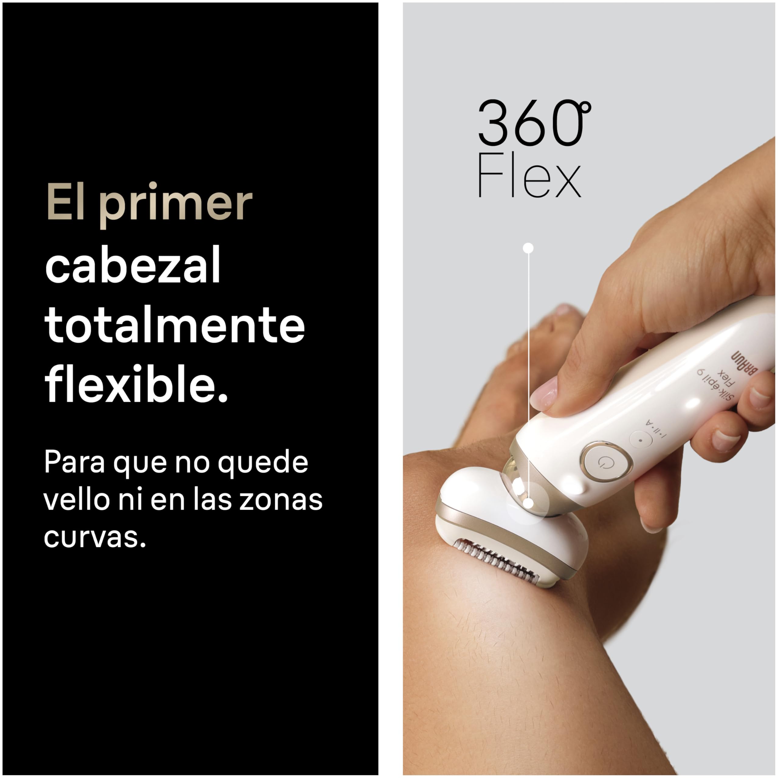 Braun Depiladora Eléctrica Mujer Silk·épil 9 Flex con Cabezal Flexible, Depila, Rasura Y Recorta en Seco Y Mojado, 2 Cabezales, Cepillo de Limpieza Y Funda, Depilación Suave Duradera, 9-041 3D, Oro