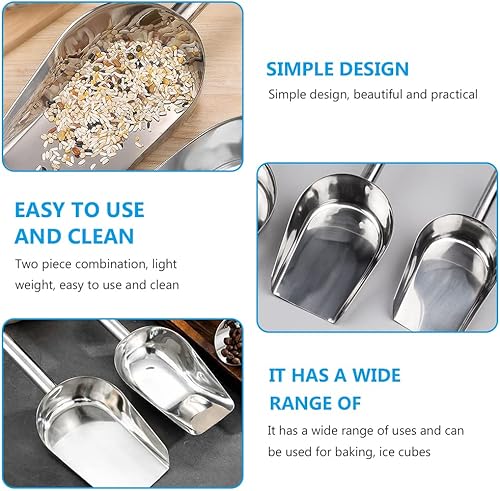 Miniatura 8 de Cuchara de hielo de acero inoxidable para máquina de hielo, cuchara de metal para alimentos, cuchara grande para alimentos, palas de cubo de hielo,