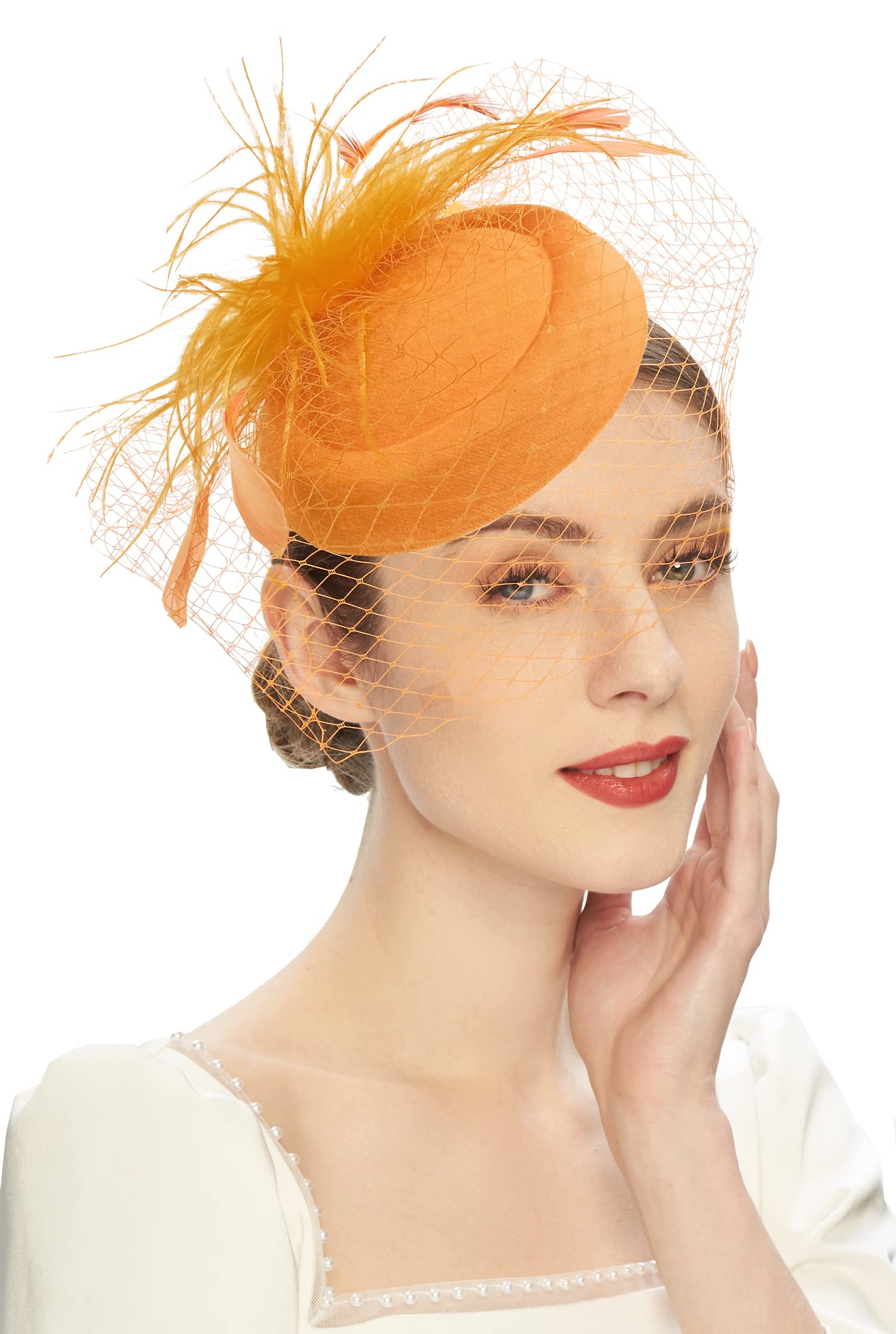 Cizoe Fascinators Hats 20s 50s Hat Pillbox Hat Cocktail Tea Party Headwear with Veil for Girls and Women